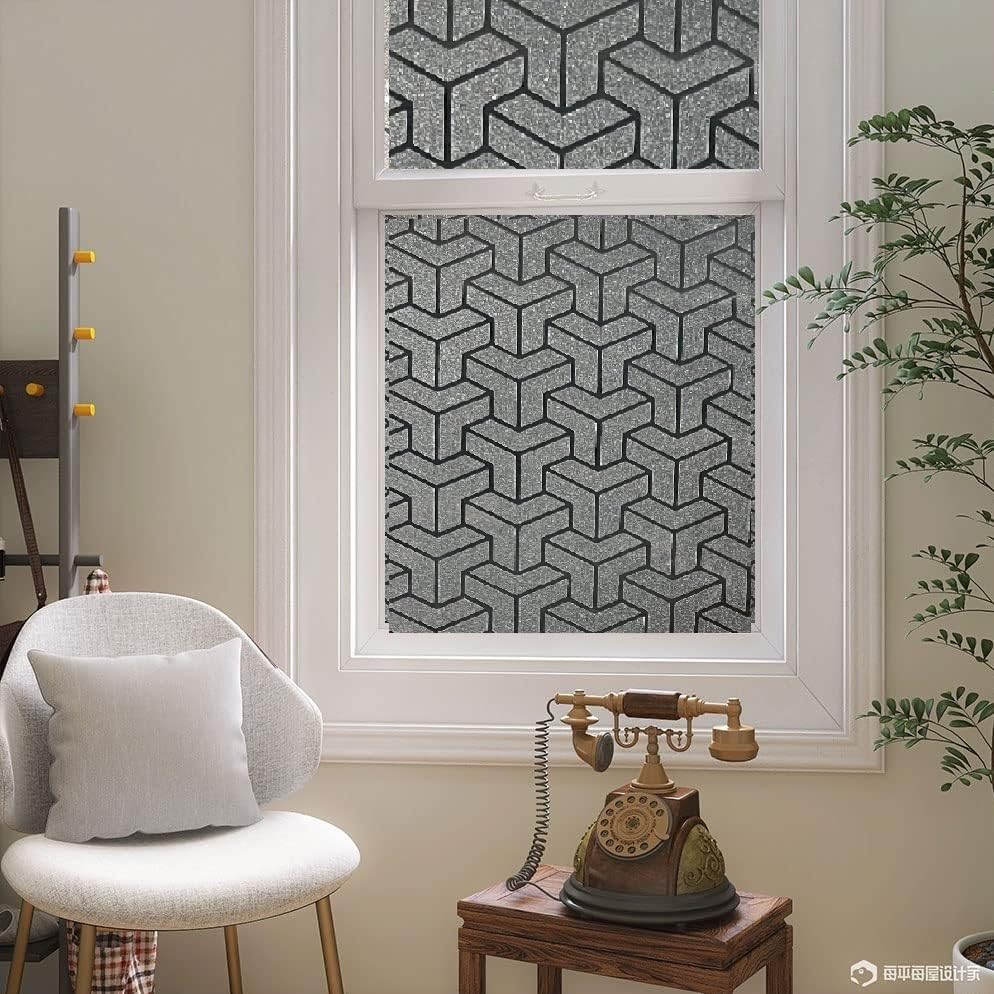 Image of Blackout Window Film, Sun Light Blocking Frosted Privacy Window Cling for Glass, Darkening Window Tint for Day Sleep, UV Blocking Static Cling Window Cover (24 X 100 Inch, 3D Plus Blackout)