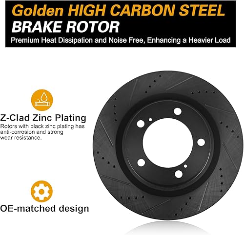 Miniatura 6 de WEIZE Kit de freno delantero para camión y remolque, acero de alto carbono y rotores de refrigeración máxima con juego de pastillas de freno de