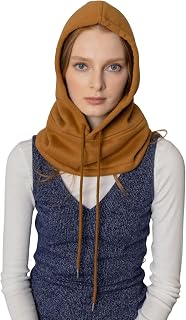 Unisex Sporty Snood Hat with drawstring Hood Scarf Neck Warmer Winter Balaclava Hood