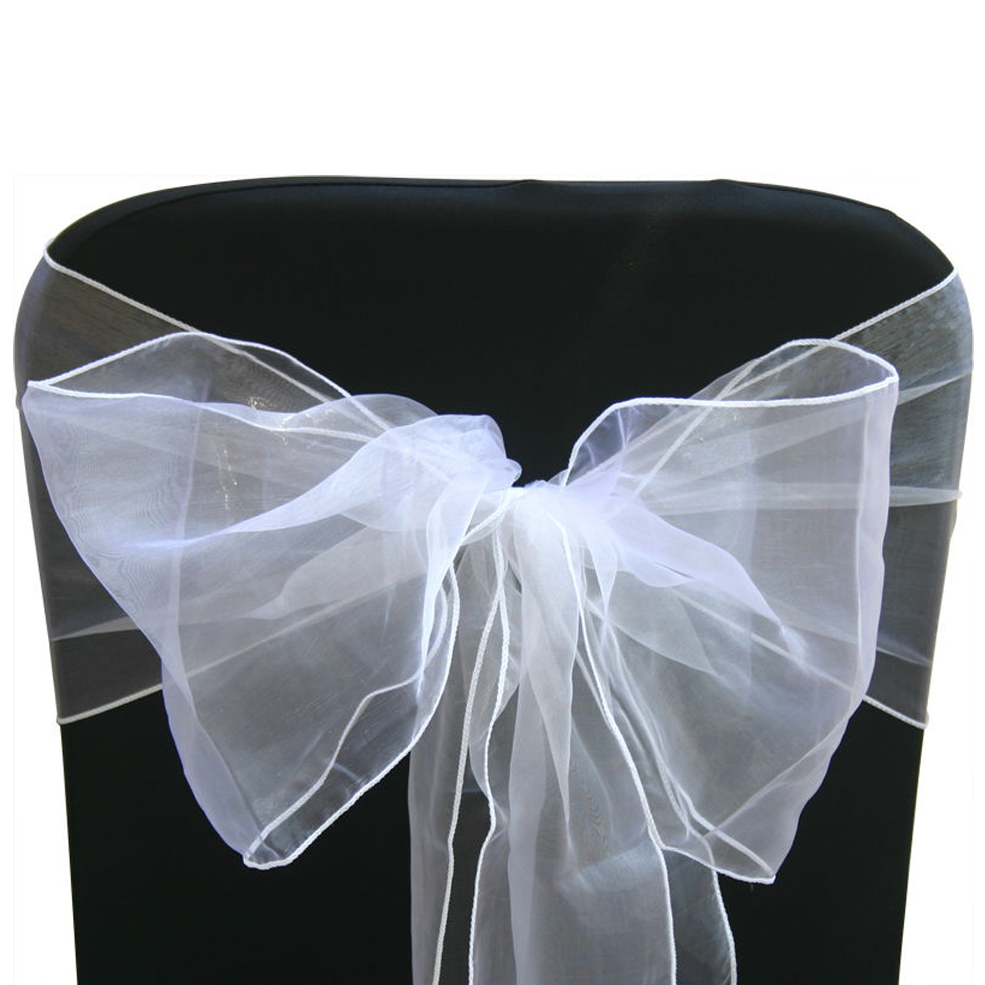 Trimming Shop Organza Chair Sashes - White - Sheer Sash Ties, 17x280cm Wider Sash Fuller Bow Chair Cover Sashes for Wedding Chairs, Proms, Dining Table Styling & Event Decorations, 50pcs โ image 1