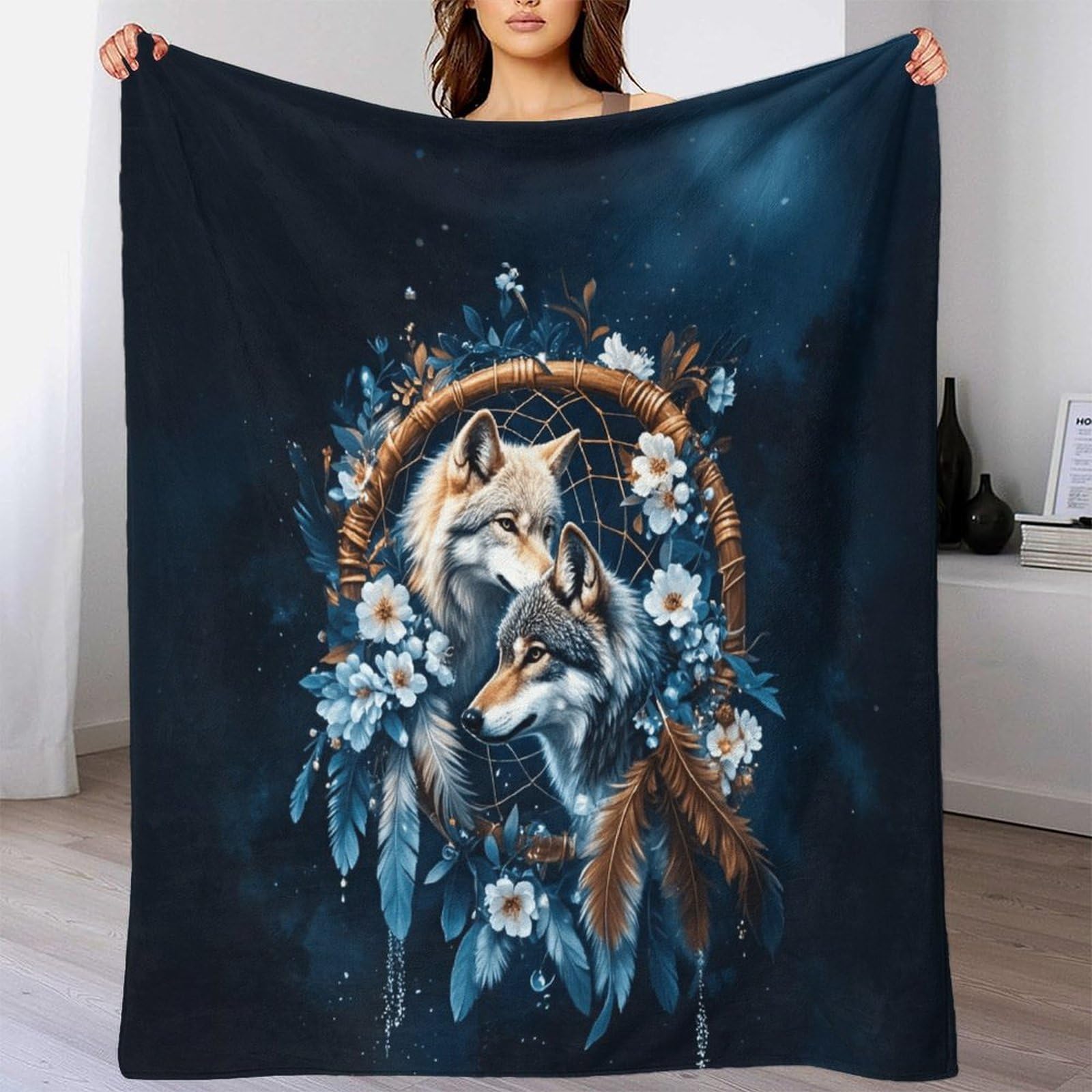 Lililaobiao Native American Style Fleece Blanket Sofa Throw 40X50inch(100X130cm) - Fluffy Soft Warm Versatile Dreamcatcher Blanket For Sofa/Couch/Bed Throw, Portable Fleece Travel Blanket
