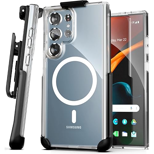 Encased Belt Case Designed for Samsung Galaxy S24 Ultra with Phone Holster Clip (Crystal Clear) (S24 Ultra)