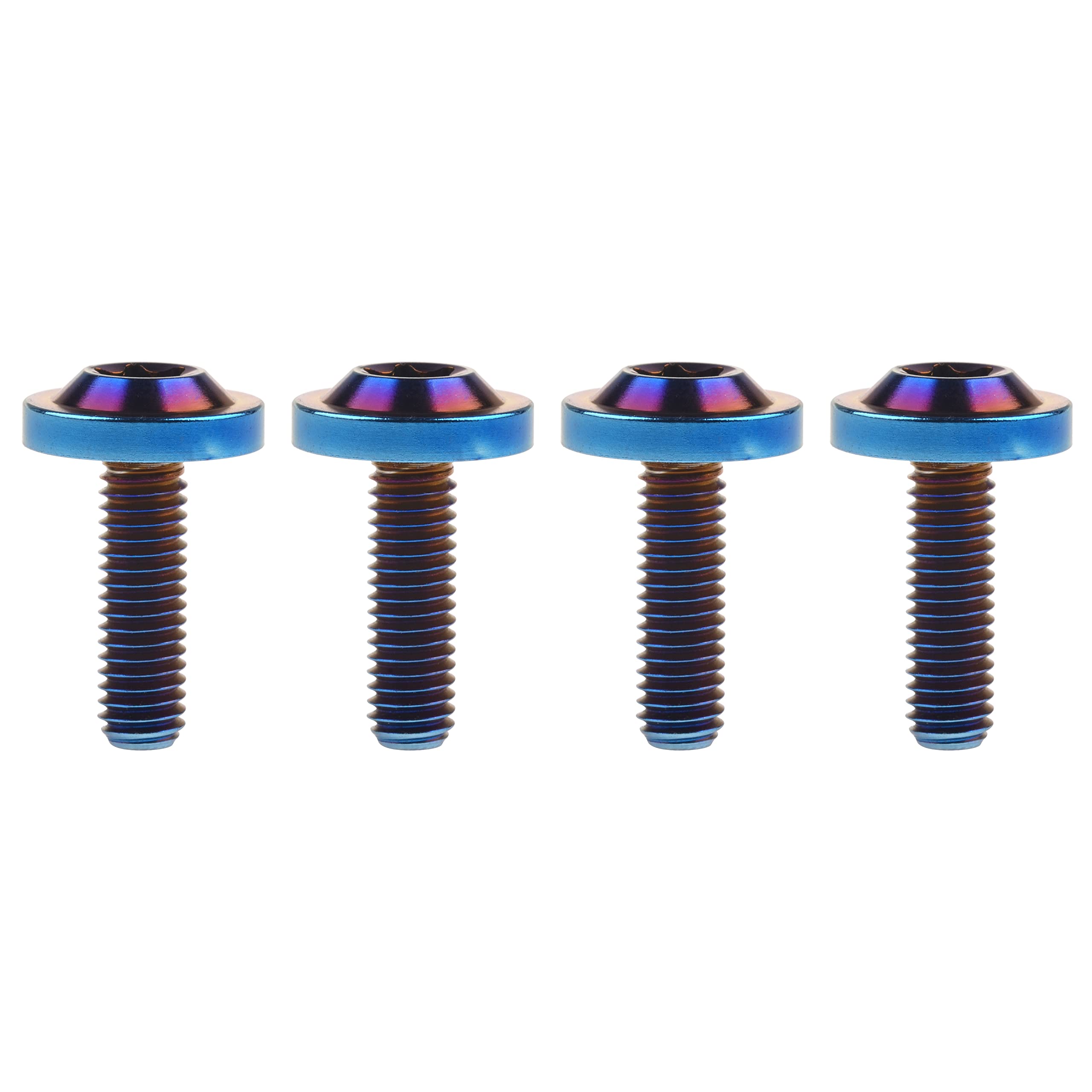 Wanyifa Titanium Bolt M6 10 15 20 25mm Torx T30 Screws for Bicycle Motorcycle Car Pack of 4 (M6x20mm, Brunt Blue)