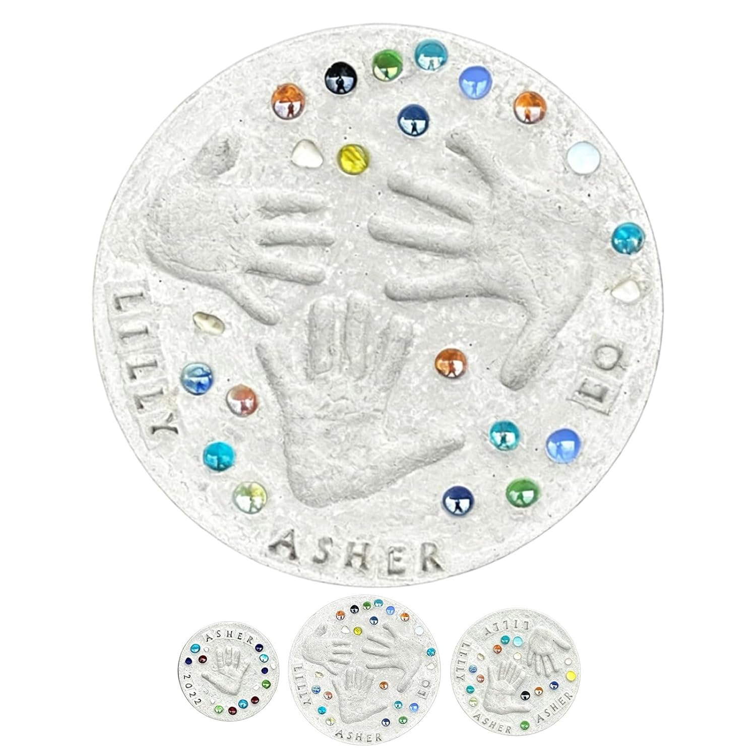 Mother's Day DIY Handprint Stepping Stone Kit Gift, Personalized Flower Crafts Garden Stone for Kids, Mom Birthday Gifts from Daughter Son, Toddler Footprint Art Plaques, Nursery Room Decor Keepsakes