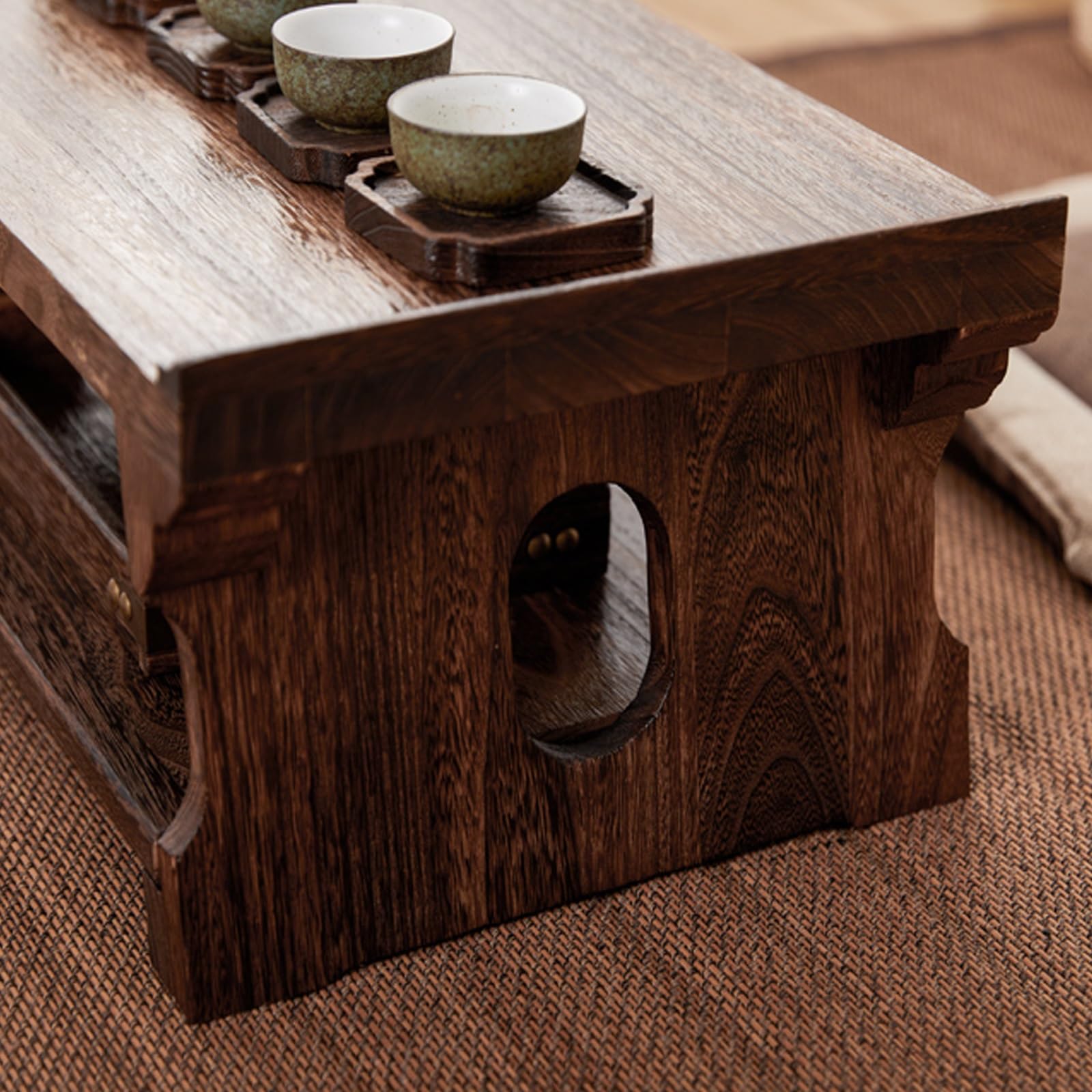 Tavolo da Altare La Meditazione, Tavolino Basso con Cassetto Portaoggetti Nascosto, Portatile Tavolino per Soggiorno, Camera da Letto, Meditazione(70x35x28cm/28x14x11in)