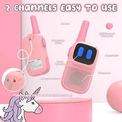 Miniatura 2 de Juguetes para niños de 3 a 12 años, Walkie Talkies para niños de 2 canales de radio de 2 vías, color rosa, WTK08