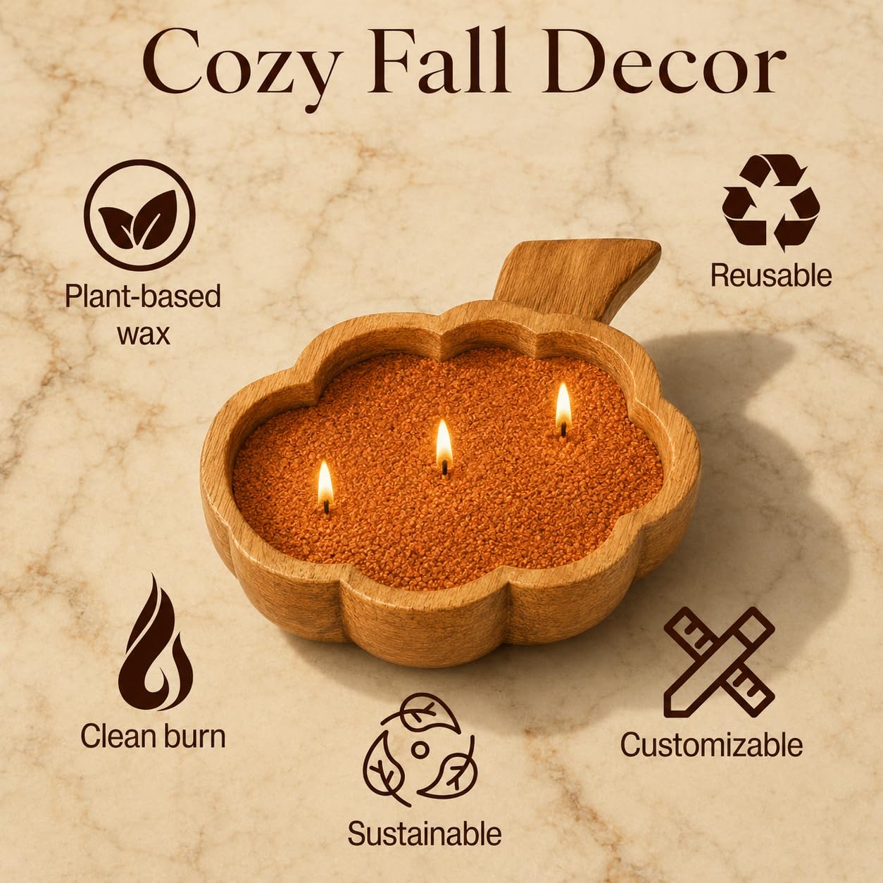 Kit de fabricación de arena para velas de calabaza con cuenco y