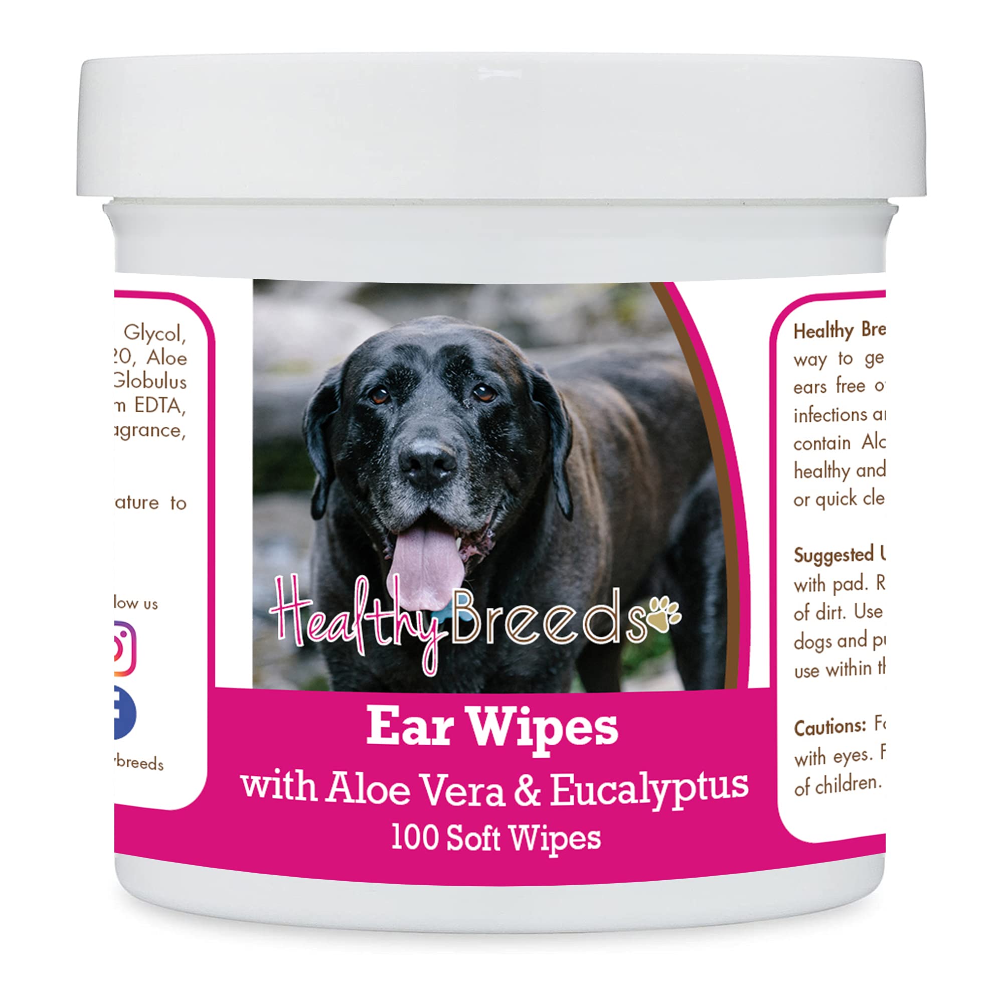Healthy Breeds Mastador Ear Cleaning Wipes with Aloe &amp; Eucalyptus for Dogs 100 Count