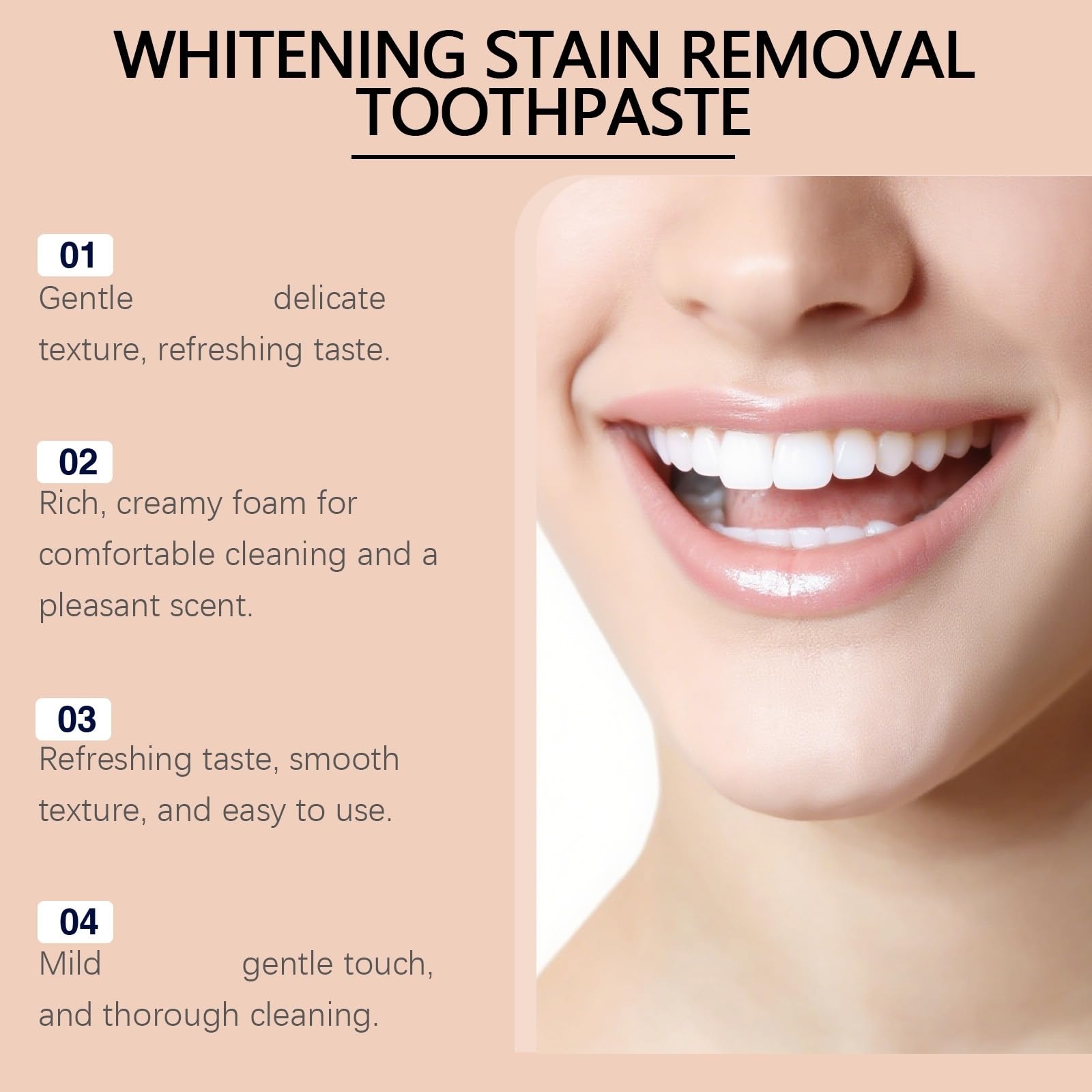 Sensitivity Relief & Whitening - Pasta de dientes libre de fluoruros, mentol, pasta de dientes blanqueadora intensiva, blanca/ning y eliminación de manchas, dientes remineralizantes de goma