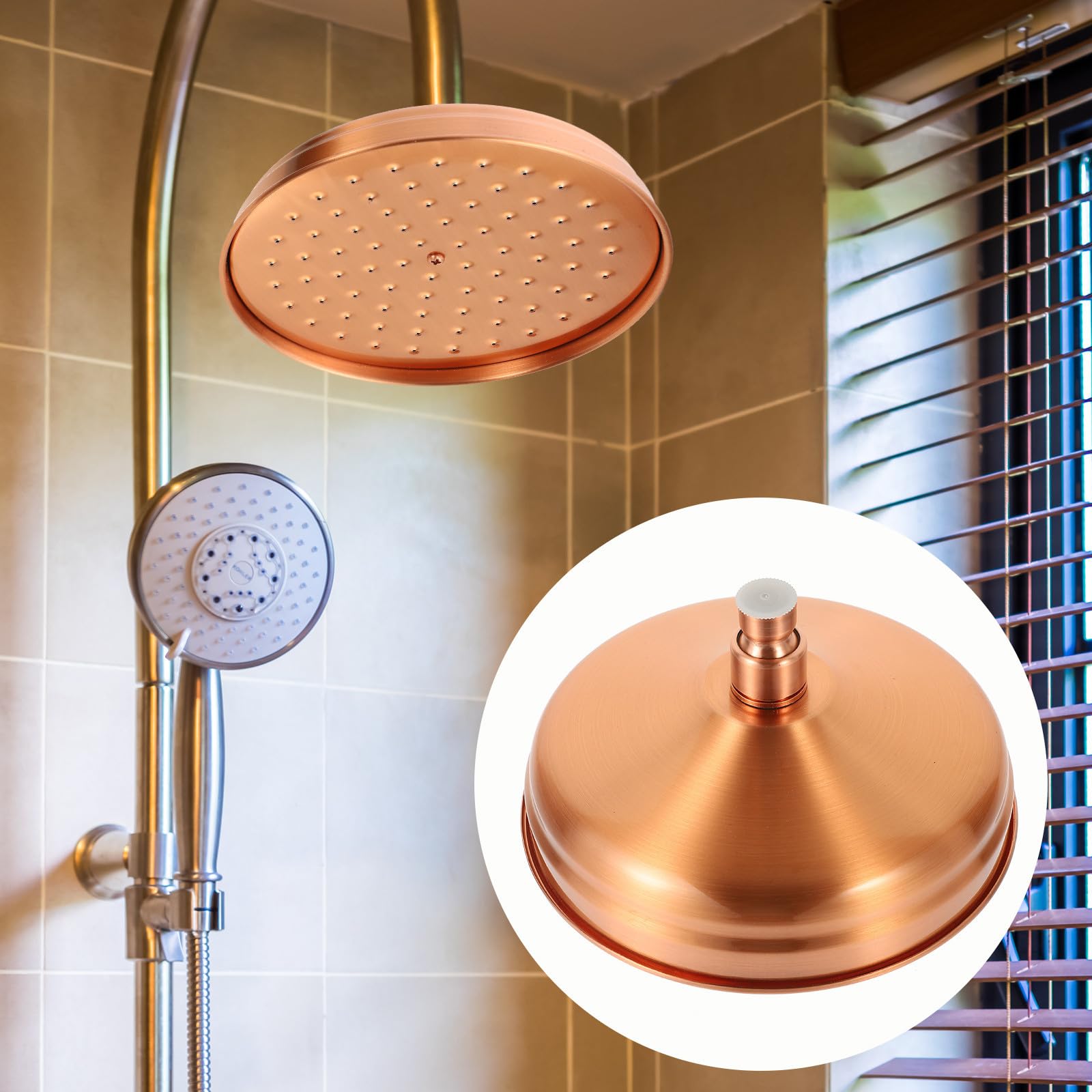 OSALADI Cabezal Rociador de Ducha de Cobre Efecto Lluvia, Boquilla de Baño Sola Cabeza en Acabado Retro para Baño