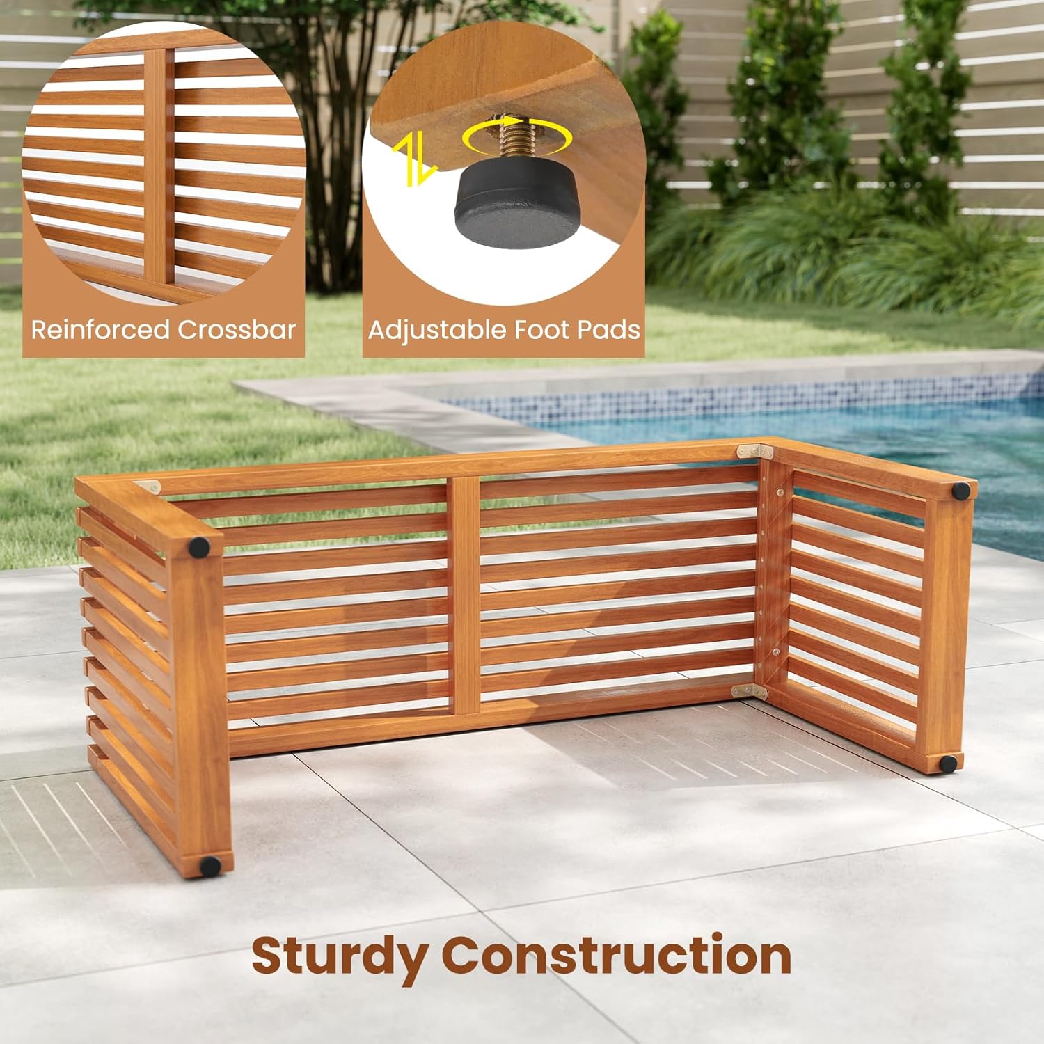RELAX4LIFE 2-Person Wooden Outdoor Bench - 36’’ Acacia Wood Backless Patio Garden Bench w/Slatted Seat, Indoor Outside Dining Loveseat Furniture for Entryway Park Porch, 800LBS Weight Capacity (1)