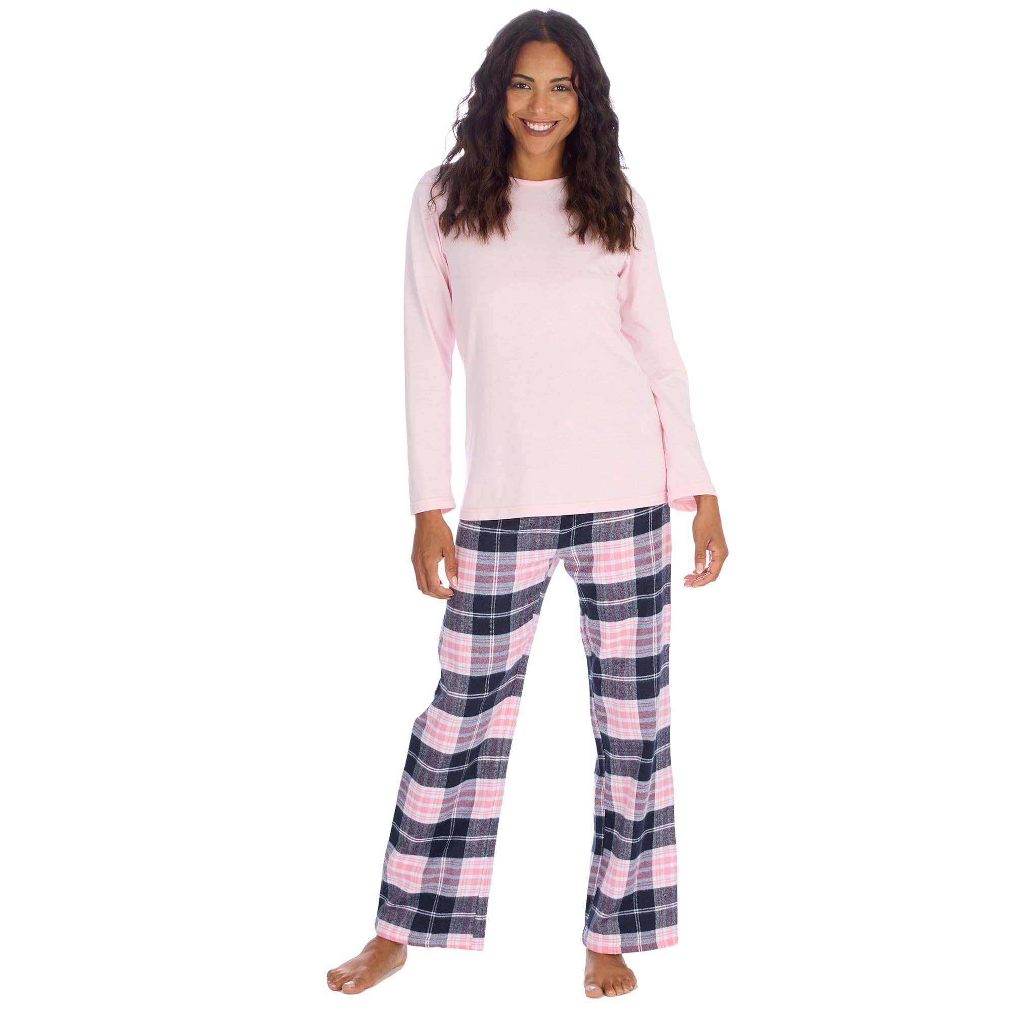 INSIGNIA Womens Ladies Cotton Blend Top Flannel Bottoms Pyjamas Set