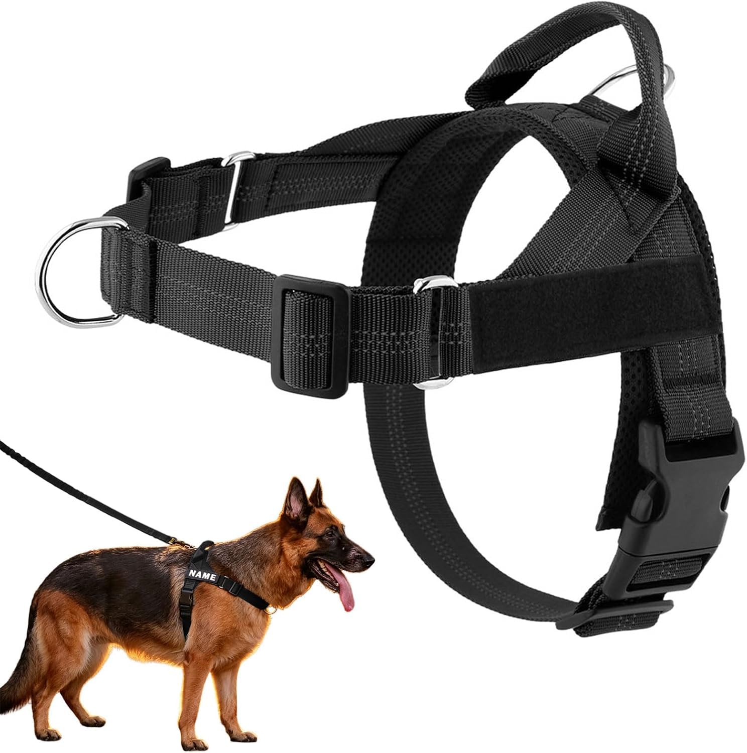 No Pull Dog Harness Adjustable Breathable Pet Walking Vest Front Clip Dog Harness with Reflective Design Easy Control Harnesses Perfect for Medium Large Dogs Daily Outdoor Activities (Black, XS)