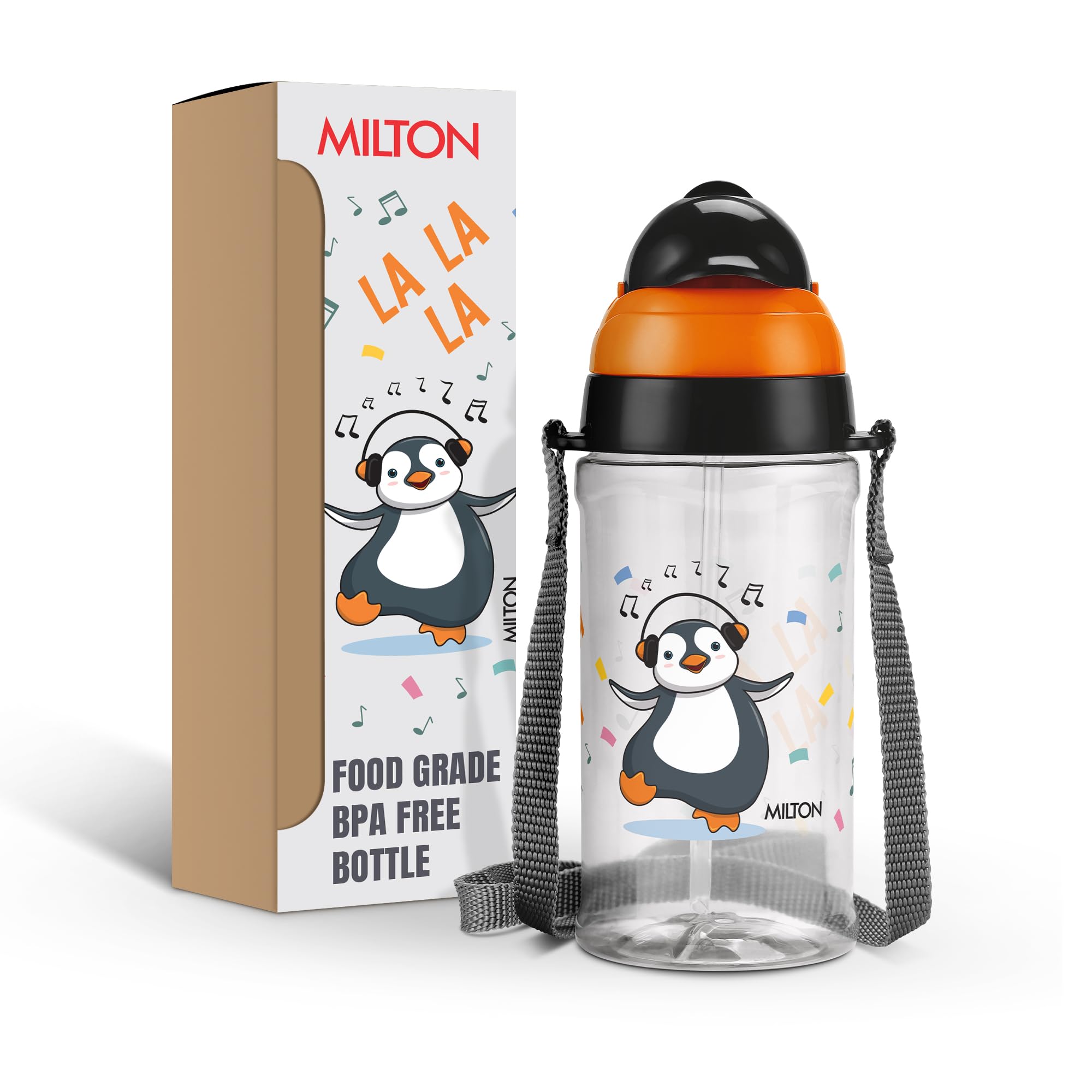 MILTON Smilo 650 Sipper PET Water Bottle for School Kids | Food Grade & BPA Free | Leak Proof & Durable | Easy to Carry Loop | Ideal for Home, School & Office Use, 600 ml, Grey-image-45