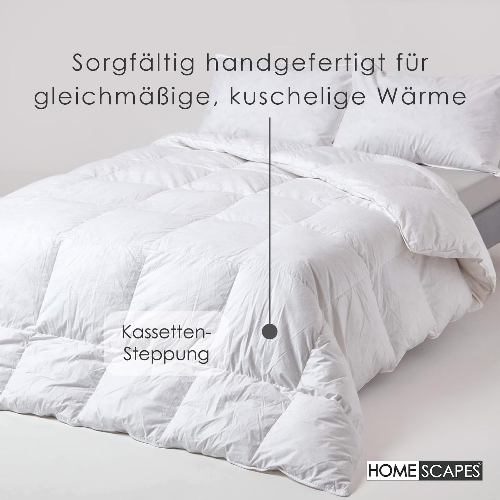 Homescapes Daunendecke 150x200 cm – Sommerdecke Wärmeklasse 2, Entenfedern & Daunen Bettdecke, 210 GSM Füllung, Steppdecke, Oeko-TEX Standard 100