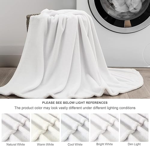 Miniatura 142 de BEDELITE Fleece Blanket White Throw Blanket for Couch & Bed, Luxury Plush Cozy Fuzzy Blanket 50" x 60", Super Soft Warm Lightweight Throw Blanket