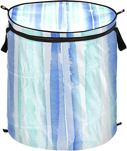 bins canvas collapsible pantry baskets for sweater Blue Green Stripes,contenedor para ropa sucia