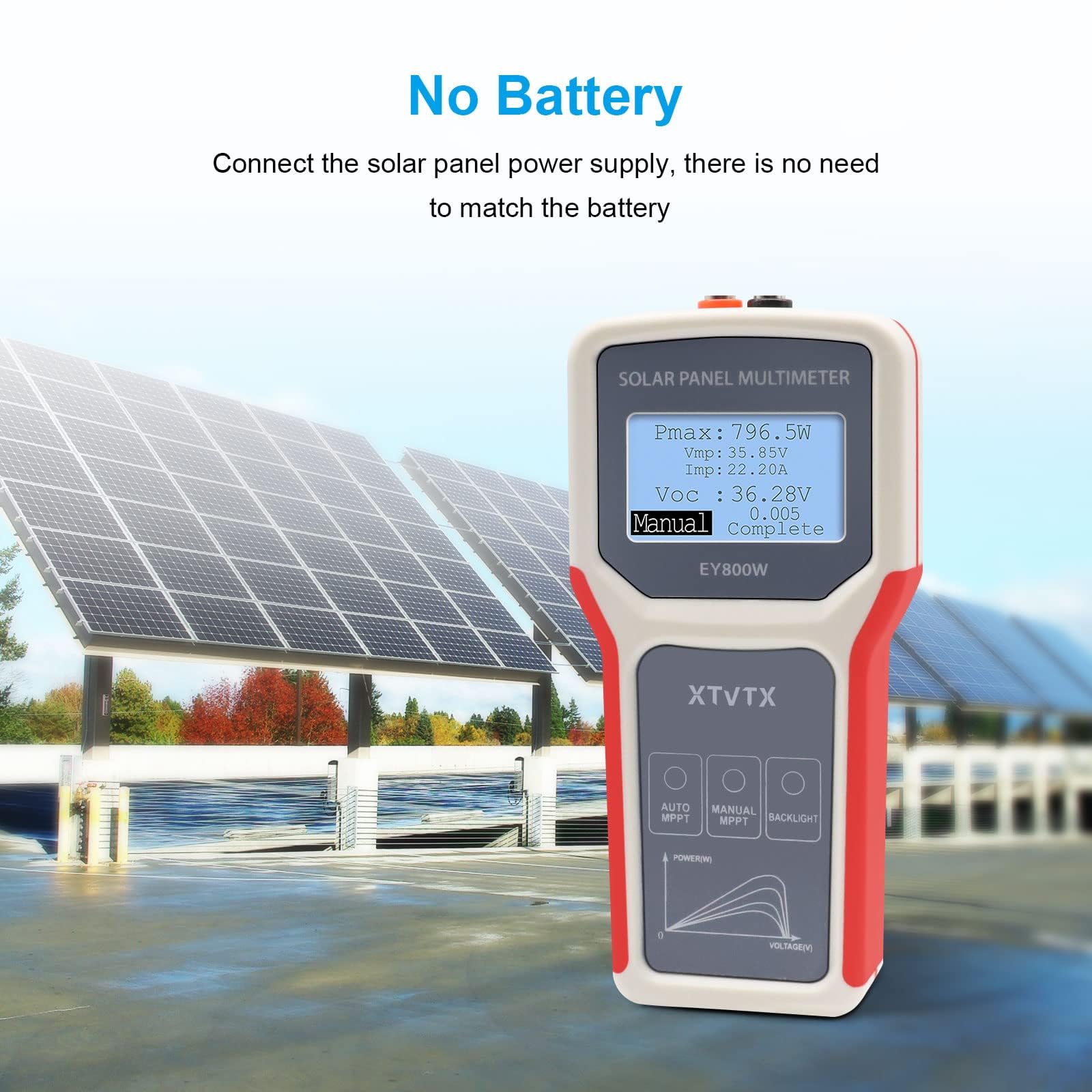 Photovoltaik Solarpanel Tester, EY800W Solarpanel Tester,installationstester,Leistungsmesser,Leerlaufspannungs detektor,mit automatischer MPPT Erkennung,LCD Display,für Photovoltai Panel