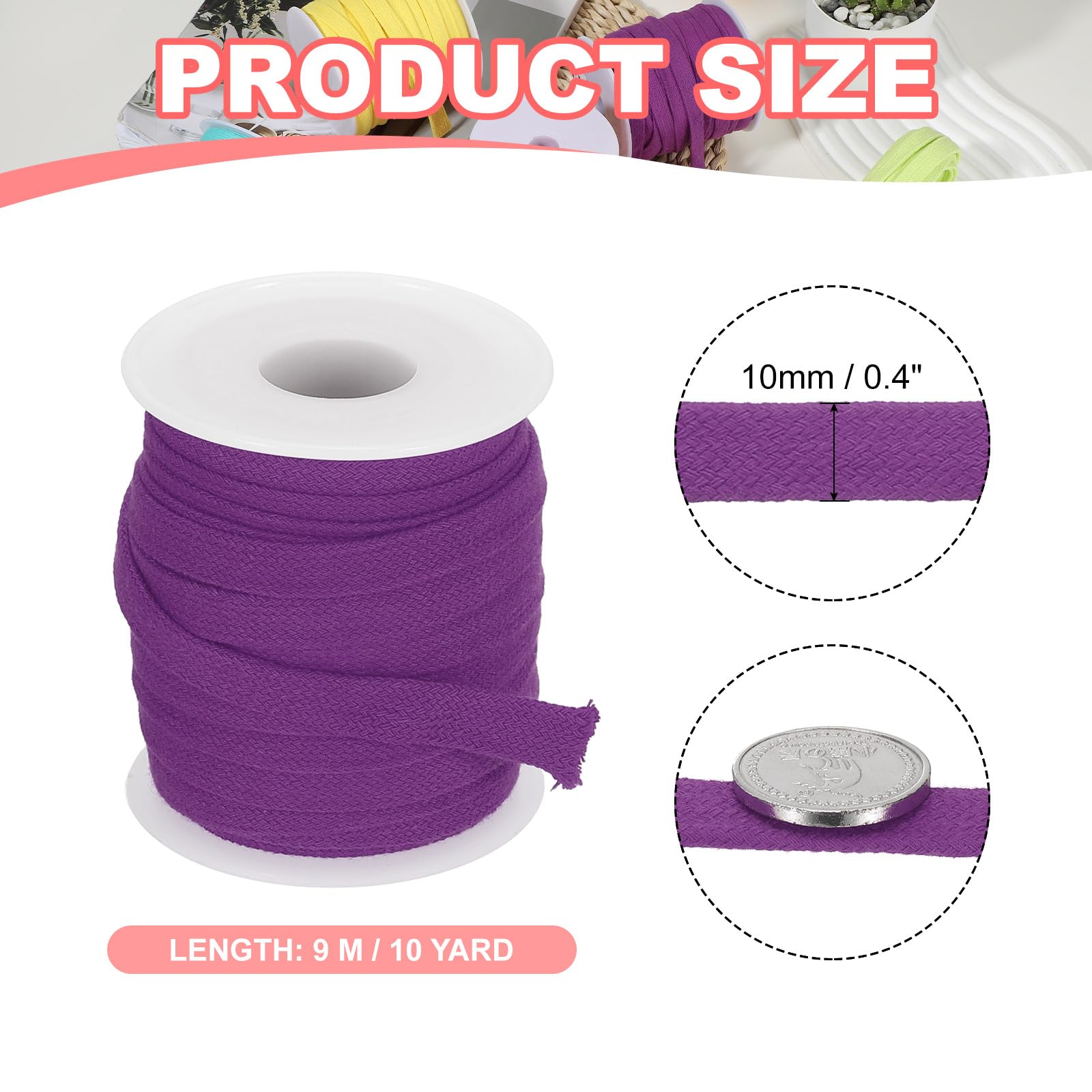 PATIKIL Flat Drawstring Cord 0.4 Inch x 10 Yd - Image 2