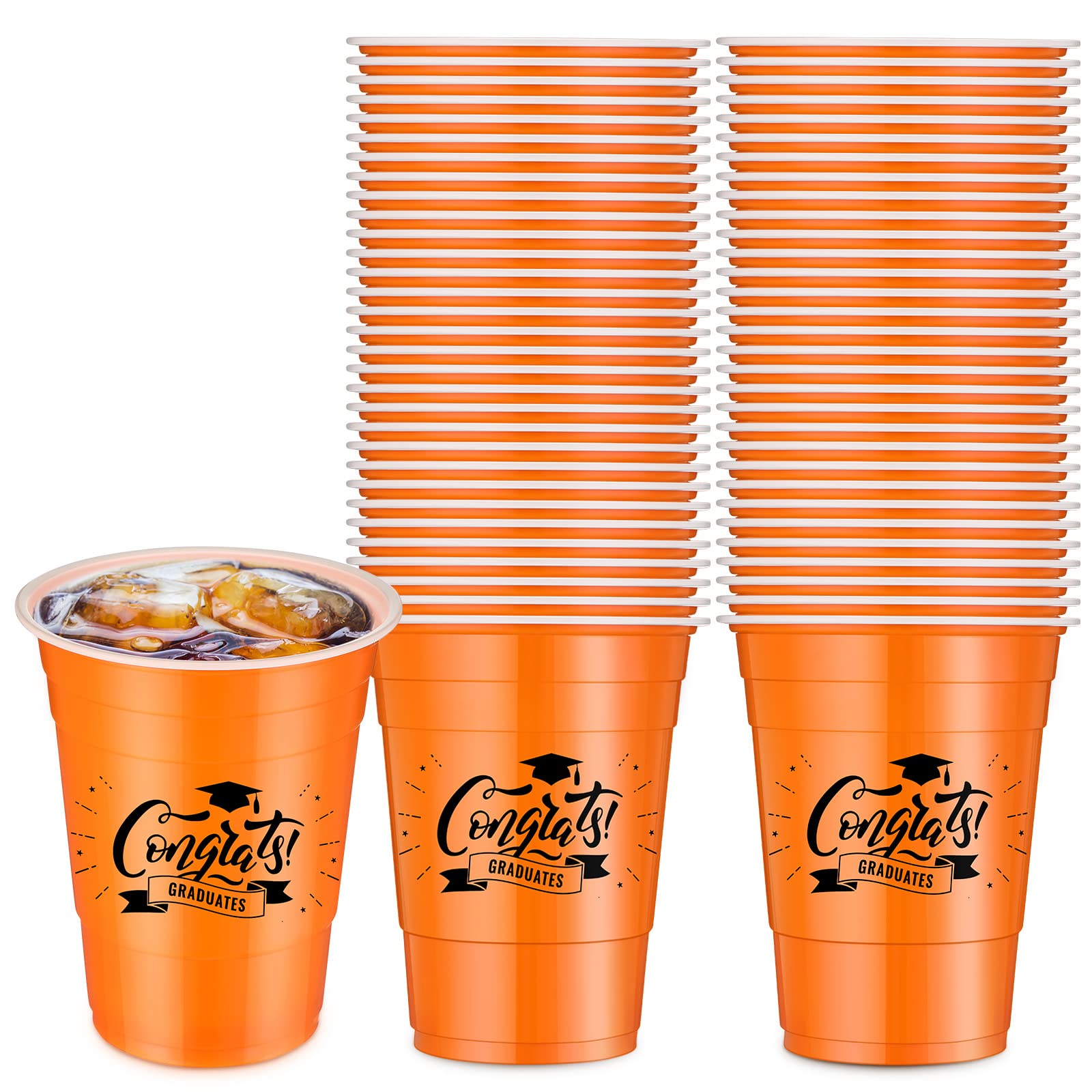 Irenare 25 Pieces 2026 Graduation Cups 16 oz Graduation Cups Disposable Plastic Congrats Grad Cup for Class of 2026 Graduate Party Decorations