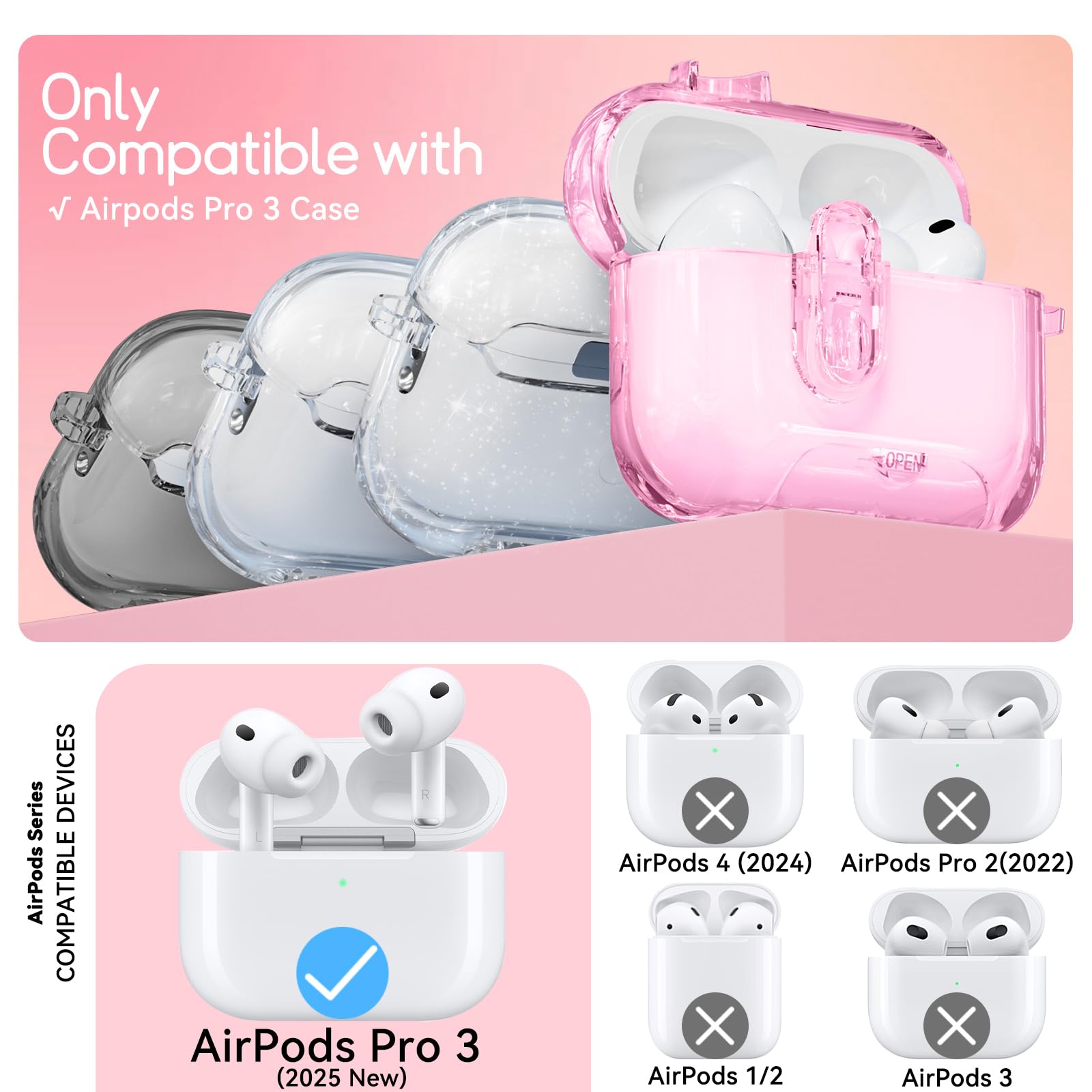 Amazon.com: Skyconser for AirPods Pro 3 Case 2025 with Safety Lock