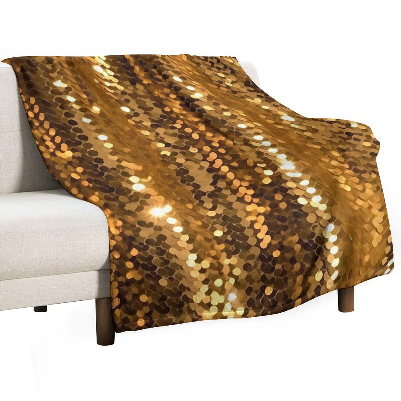 Couverture à paillettes dorées pour réchauffer vos soirées cocooning sur le canapé
