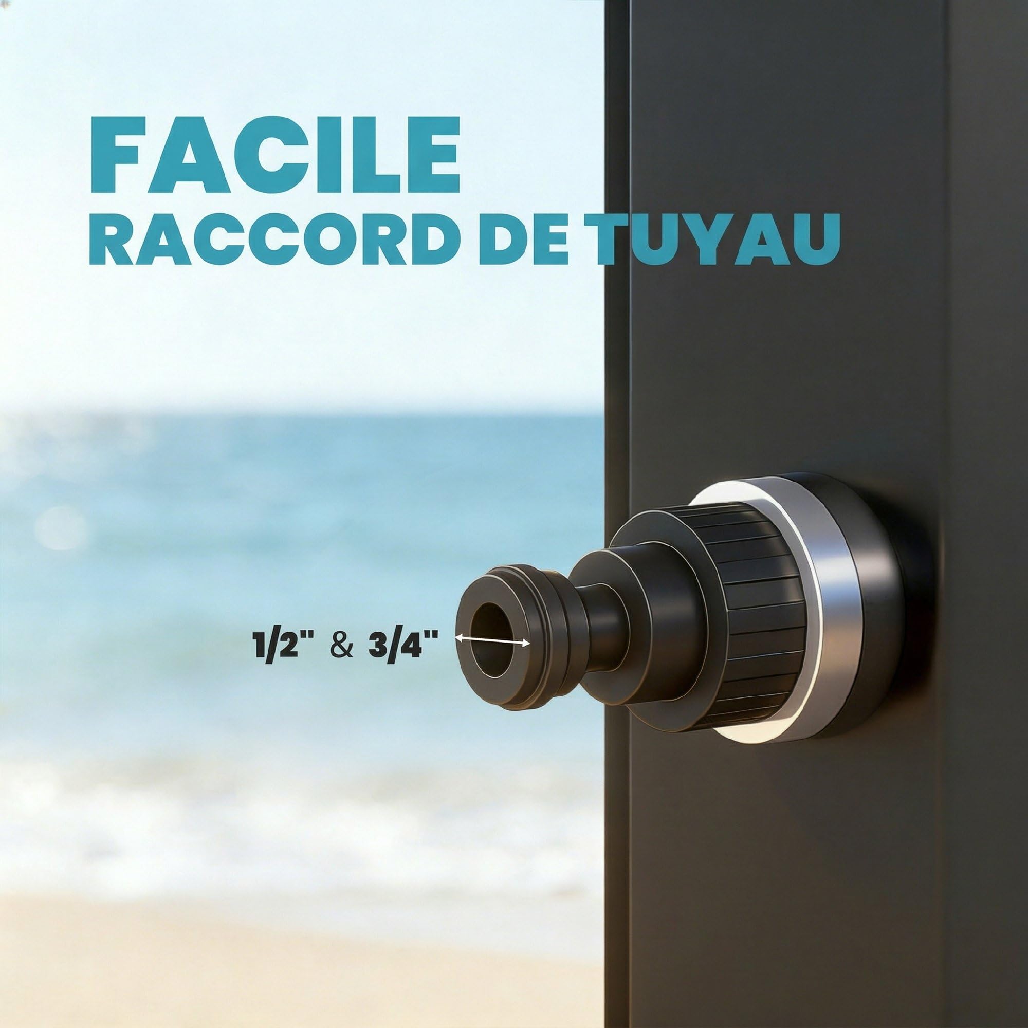 Outsunny Douche Solaire de Jardin XXL 60L avec Douchette à Main et Robinet - Douche Extérieure de Piscine avec Mitigeur Eau Chaude/Froide, Hauteur 208 cm, Pression 3,5 Bar, Noir