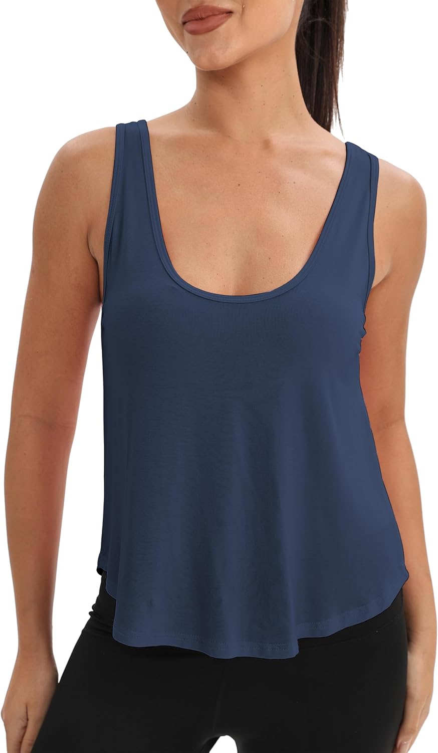 Mippo Workout Tops for Women Cropped Sleeveless Tank Tops Scoop Neck Athletic Yoga Gym Shirts Loose Fit - Image 5