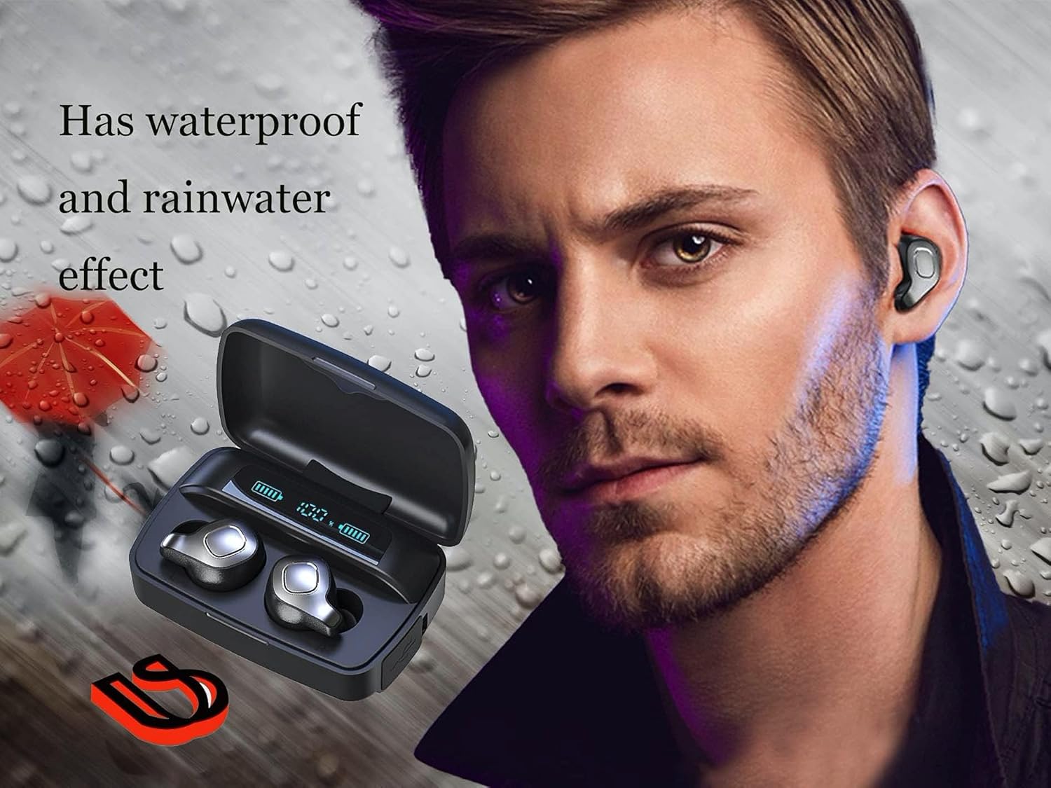 Wireless Earbuds new Technology Air 4 mics Bluetooth 5.0 Earbud Touch Control USB-C Quick Charge deep Bass in-Ear Detection Headphones (Black F8)