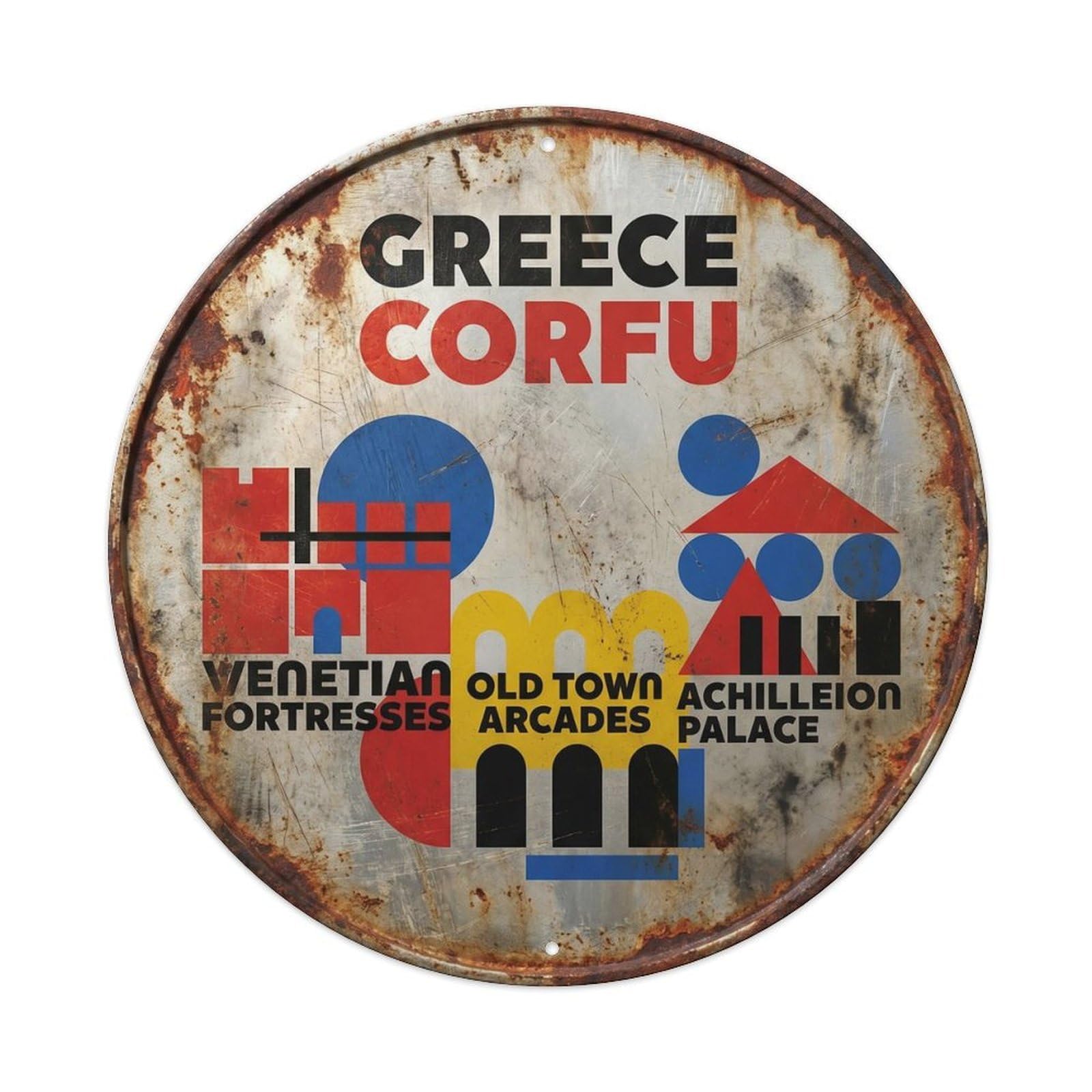 Corfu Venetian Greek Color Block European Journey Metal Tin Sign