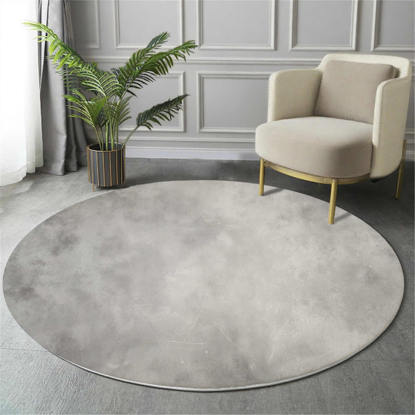 Tapis de sol cuisine rond gris 120cm tapis décoration pour chambre et terrasse