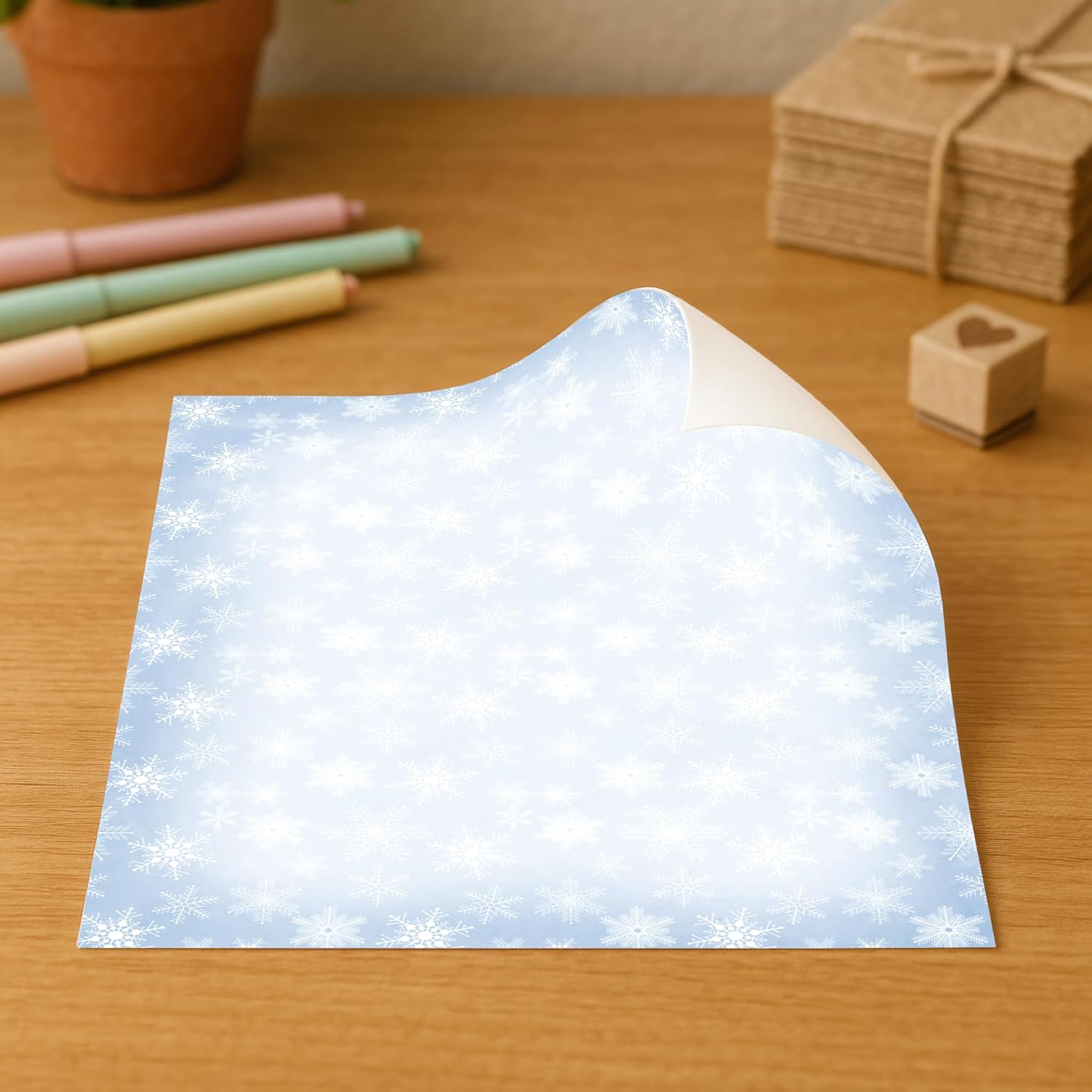 40 Sets - Blue Snowflakes Holiday Paper & Envelopes - 8.5 x 11 Holiday Letterhead Set for Inkjet or Laser Printers – Christmas Writing Paper with Matching Envelopes