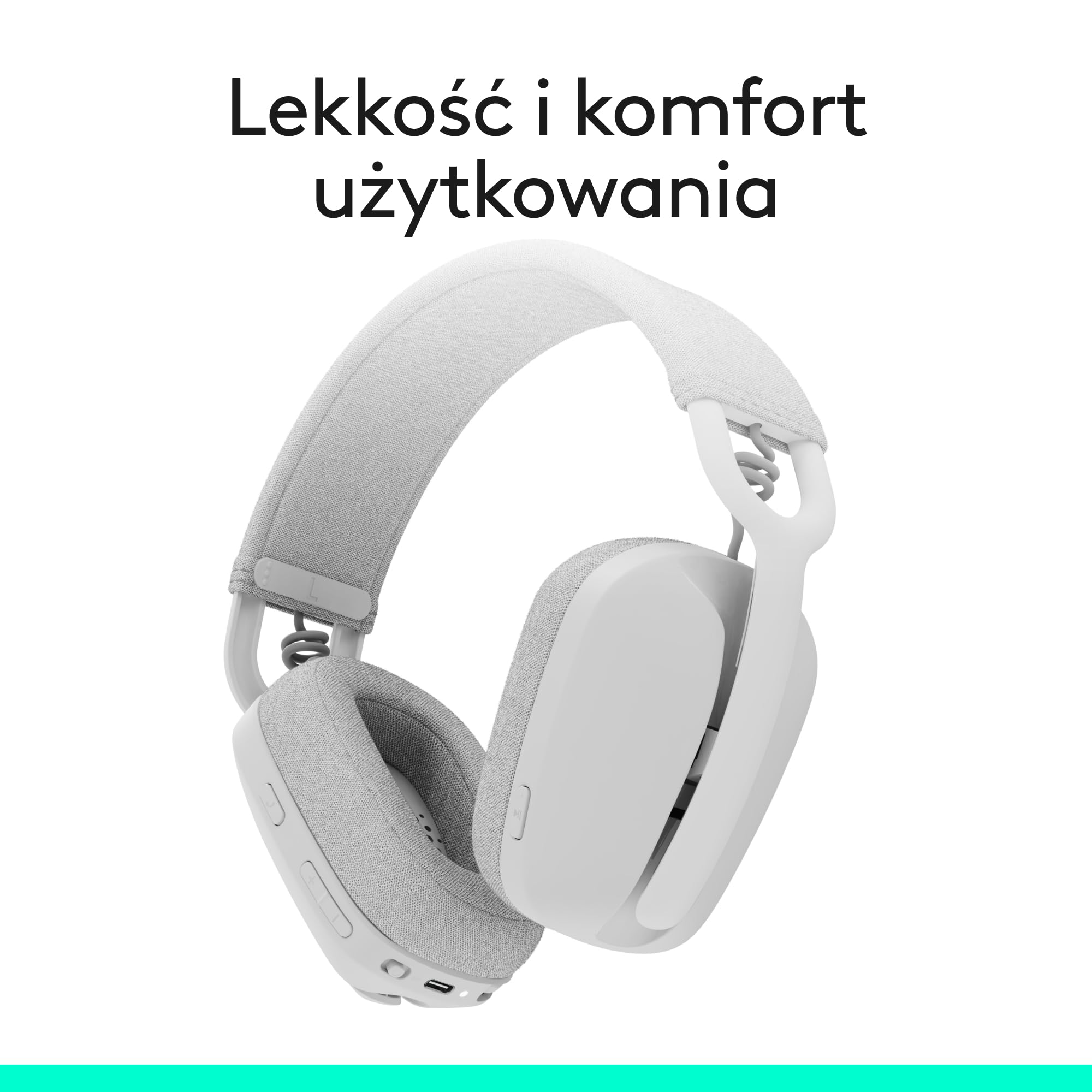 Logitech Zone Vibe 100 Lekkie bezprzewodowe słuchawki nauszne z mikrofonem z redukcją szumów, Zestaw słuchawkowy Bluetooth, dla Teams, Google Meet, Zoom i Mac/PC - Biały
