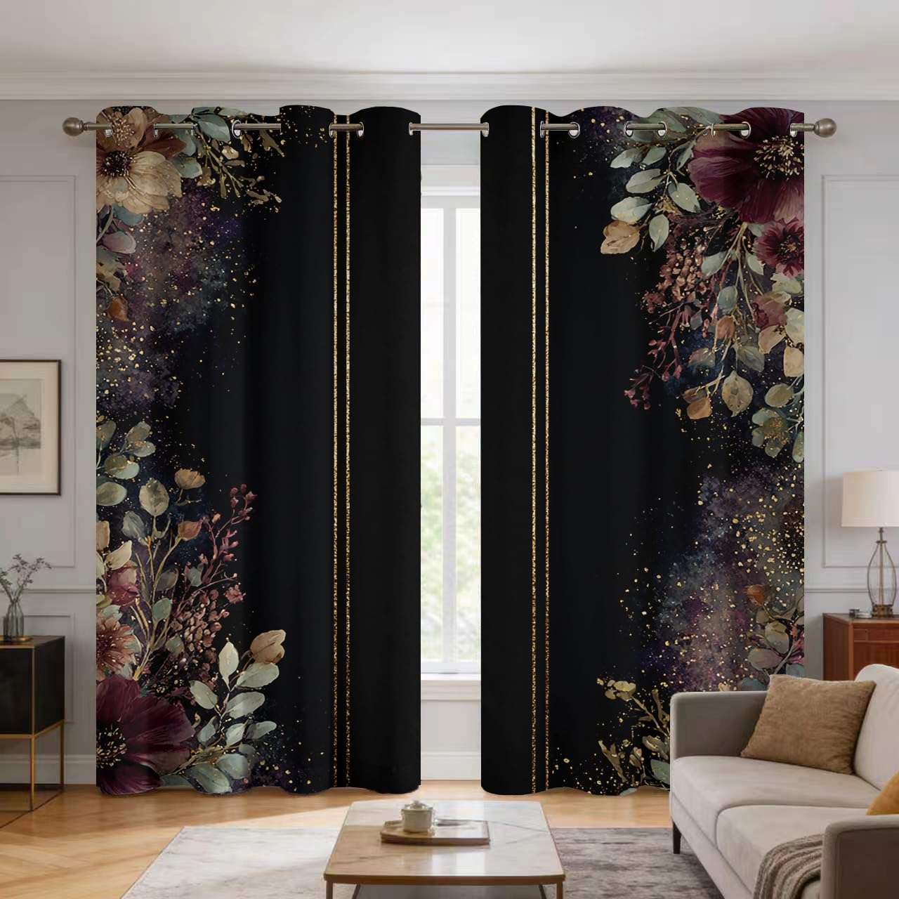 Rideaux isolants contre le froid et la lumière rideau motif fleur oeillets 140x240