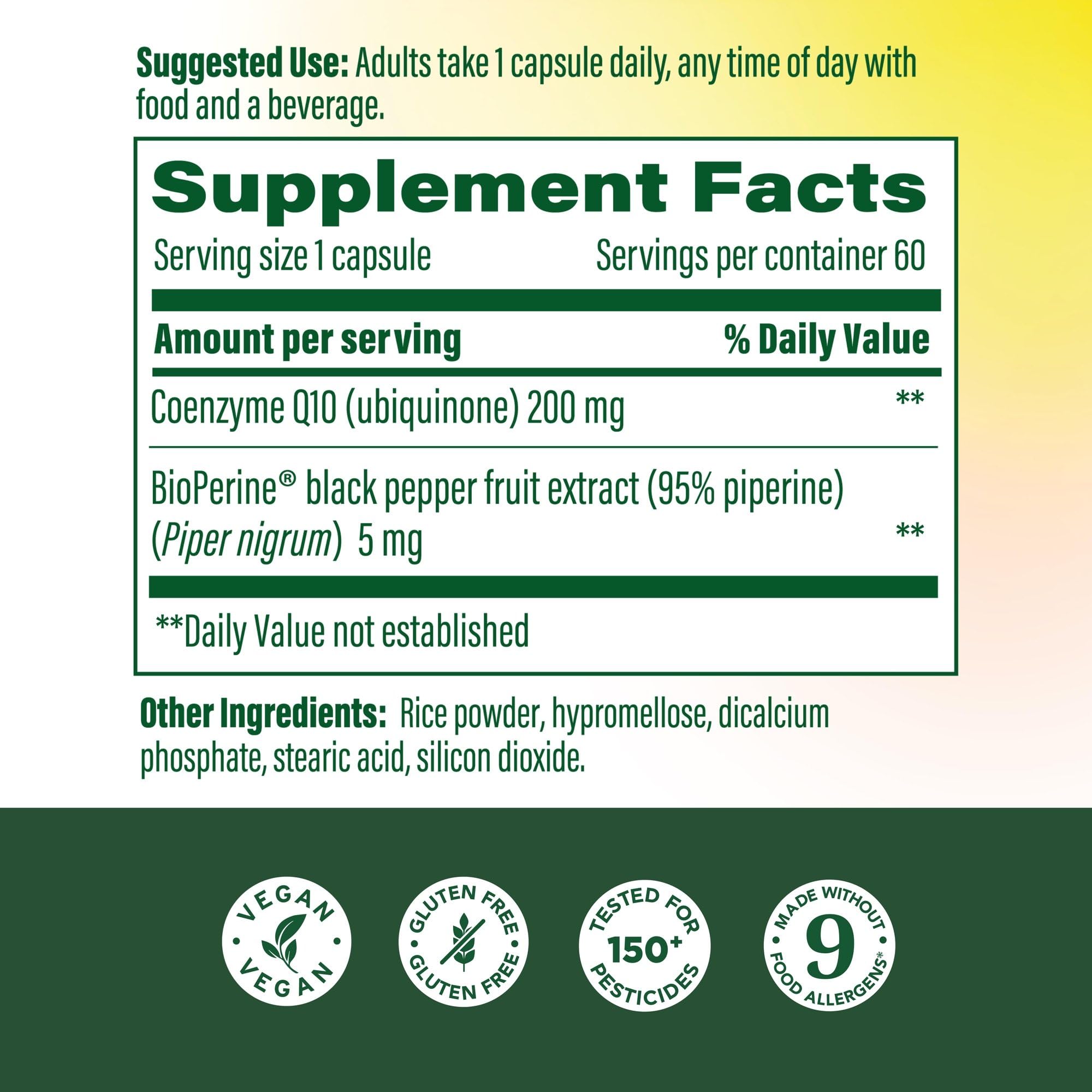 MegaFood High Absorption CoQ10 200mg per Serving, Black Pepper, 60 Capsules — Amazon image 2