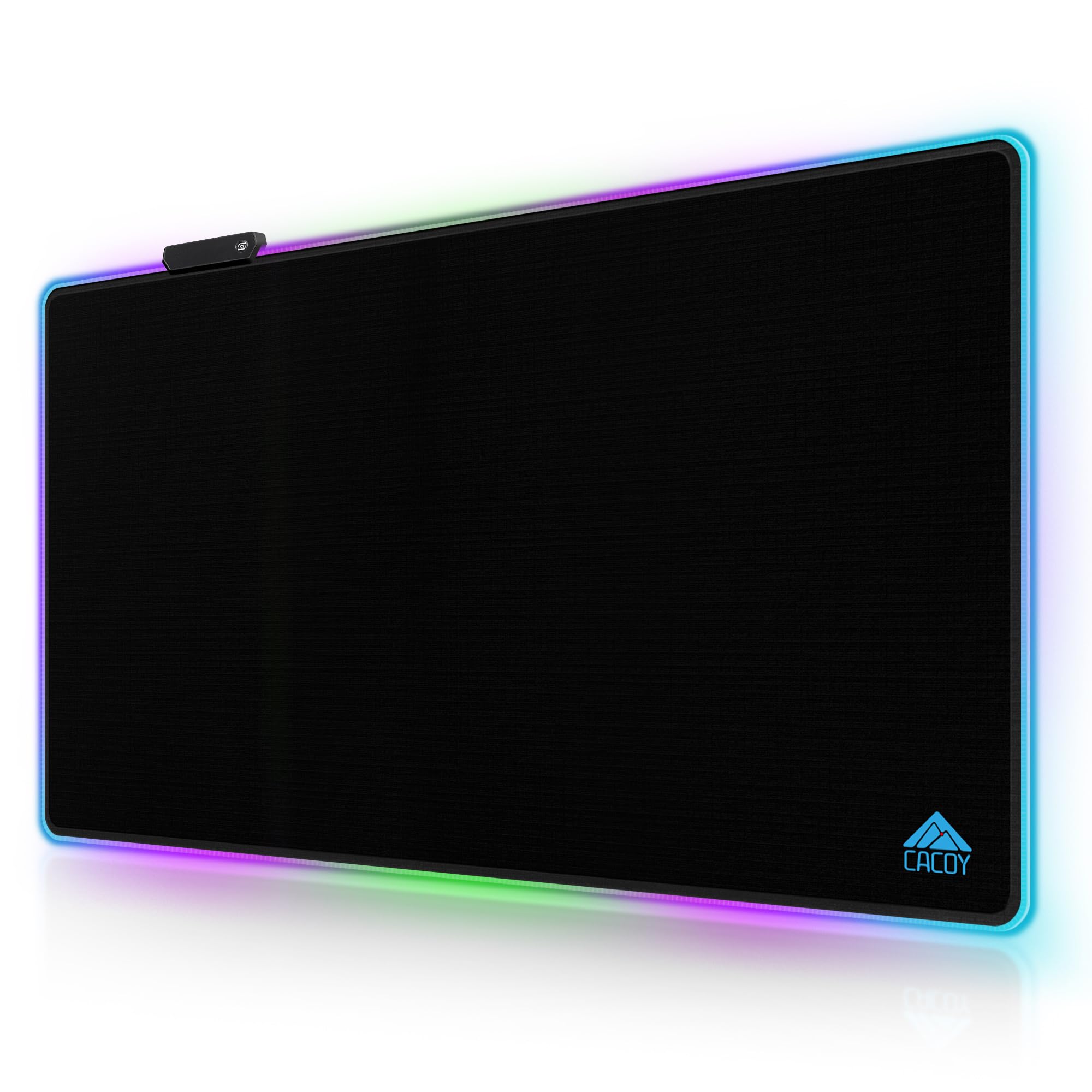 Cacoy 900x600mm XXL RGB Gaming-Mauspad mit 9 LED Beleuchtungs-Modi Mousepad | Rutschfester Gummibasis Büro Schreibtischunterlage Genähte Kanten, Glatte Oberfläche verbessert Präzision und Geschwindigkeit