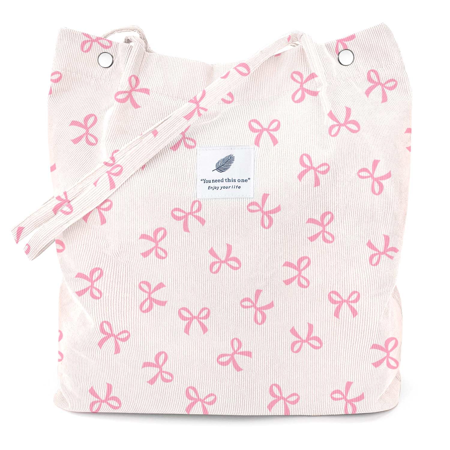 LHMTQVK Corduroy Tote Bags for Women, Large Capacity Tote Purse Reusable Grocery Shoulder Bag with Inner Pockets