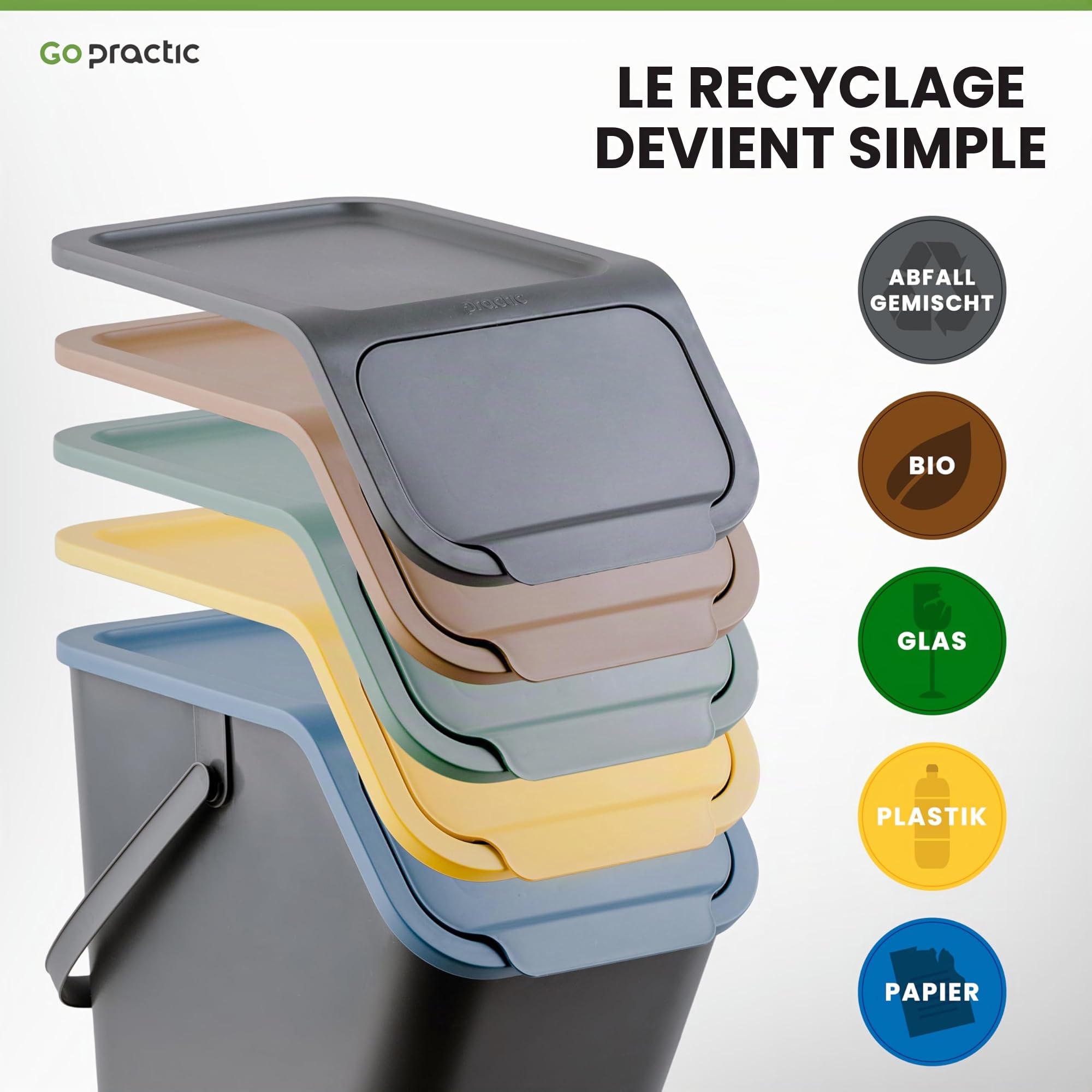 Poubelle Cuisine Tri Selectif 2 Bacs 25 litres