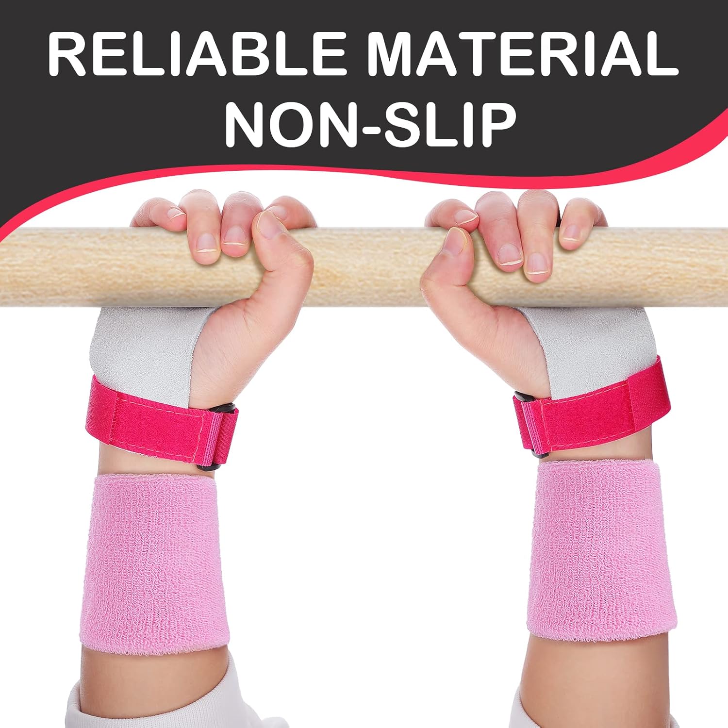 Civaner 4 Pieces Gymnastics Grips Pink Gymnastic Hand Grips Athletic