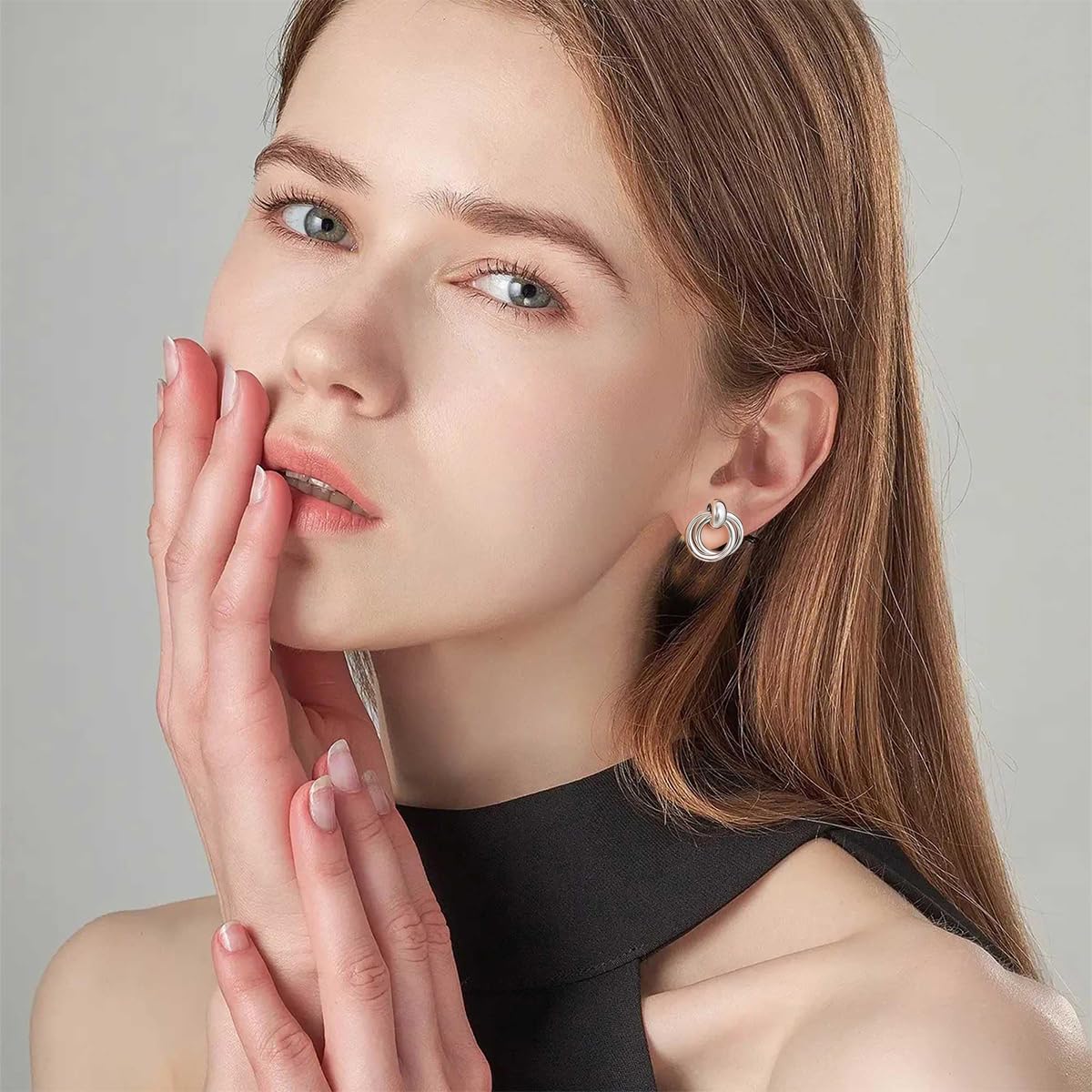 Trendy 14K Gold Plated Chunky Knot Earrings for Women - Dainty Geometric Drop Dangle Studs, Hypoallergenic Lightweight Fashion Jewelry Valentines Day Gifts - Image 3