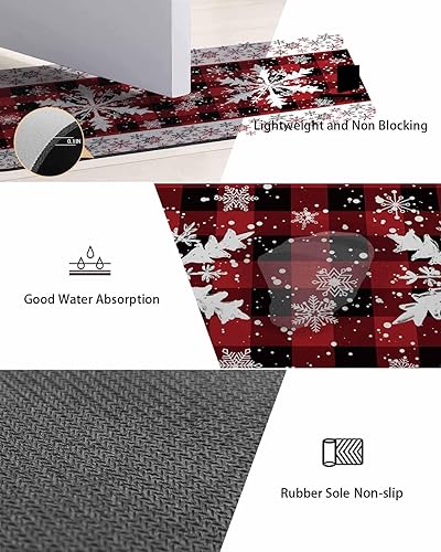 Miniatura 8 de Tapete de baño con diseño de copos de nieve para bañera, antideslizante, de secado rápido y absorbente, tierra de diatomeas, cocina, ducha,