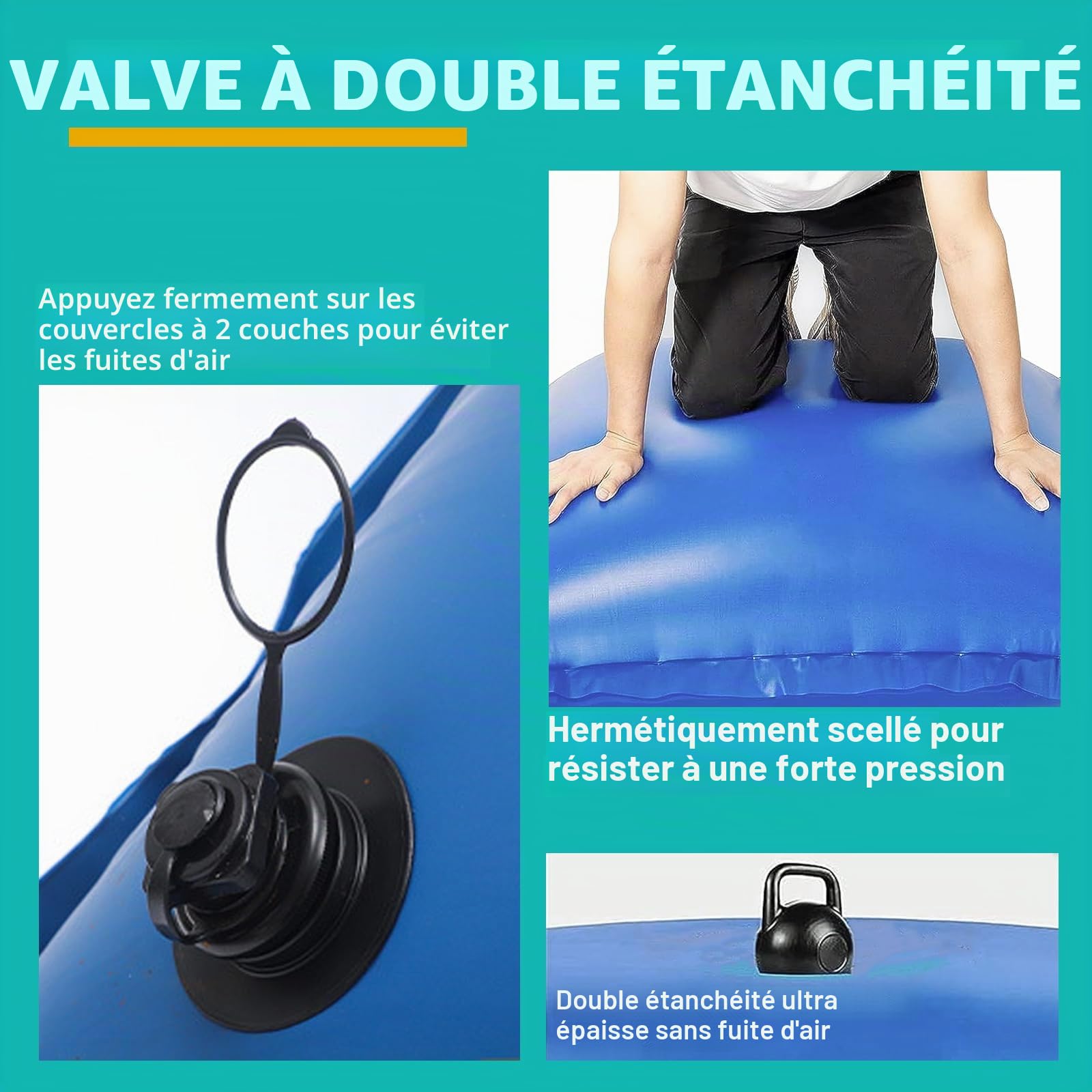 4M Coussin Gonflable de Piscine, Oreiller de Protection pour Bâche de Piscine Rectangulaire avec Double Couture, Valve de Sécurité &Corde 10 m, Coussin Gonflable de Piscine d'hivernage