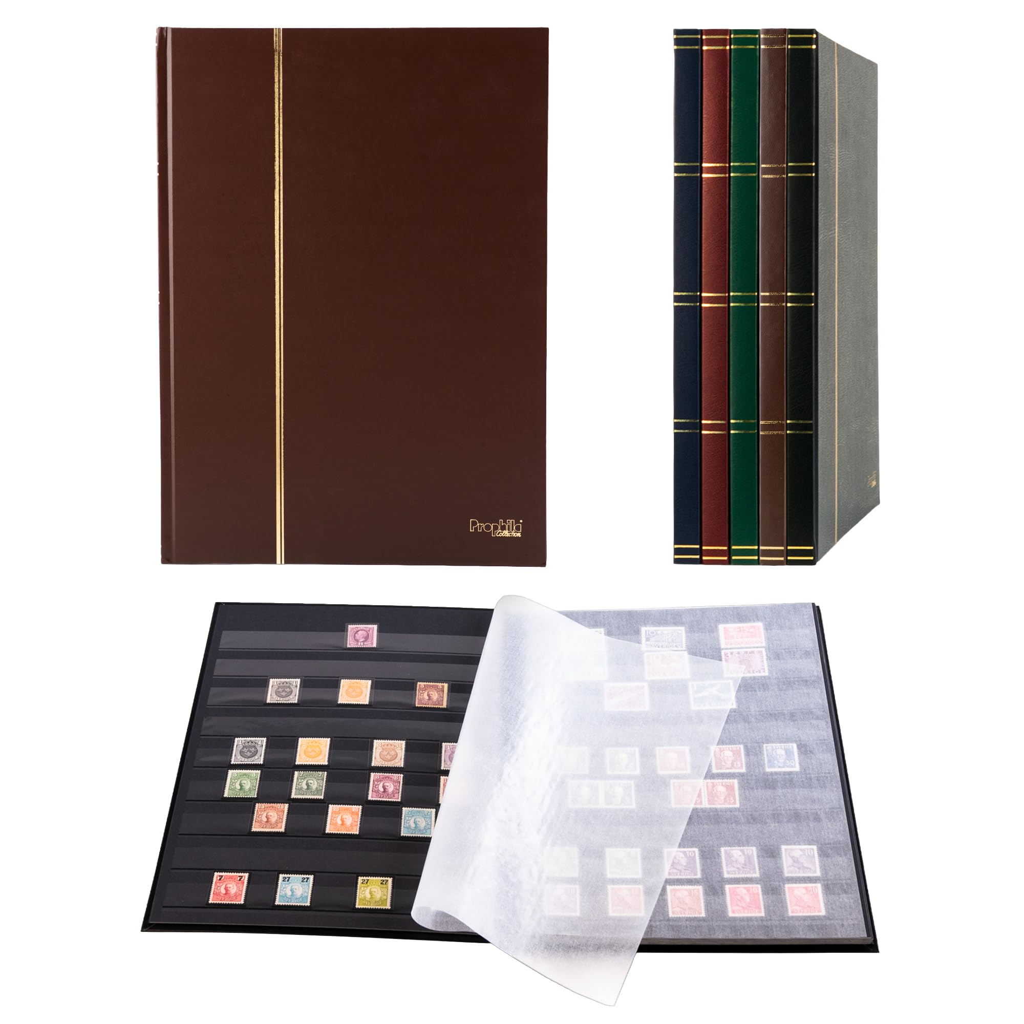 Prophila Collection Brown Prophila Stamp Album (New) 16 Black Sides, Cover