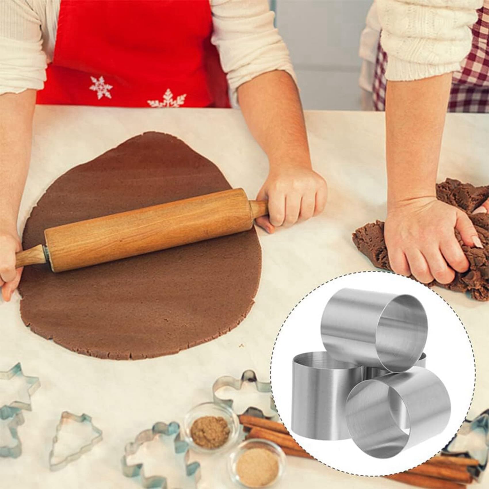 Molde Redondo para Anillo de Pastel, Anillos para Hornear de Acero Inoxidable, 32 Piezas, Molde para Mousse de Postre, Mini Anillo de PasteleríA, Juego de Moldeo de Alimentos