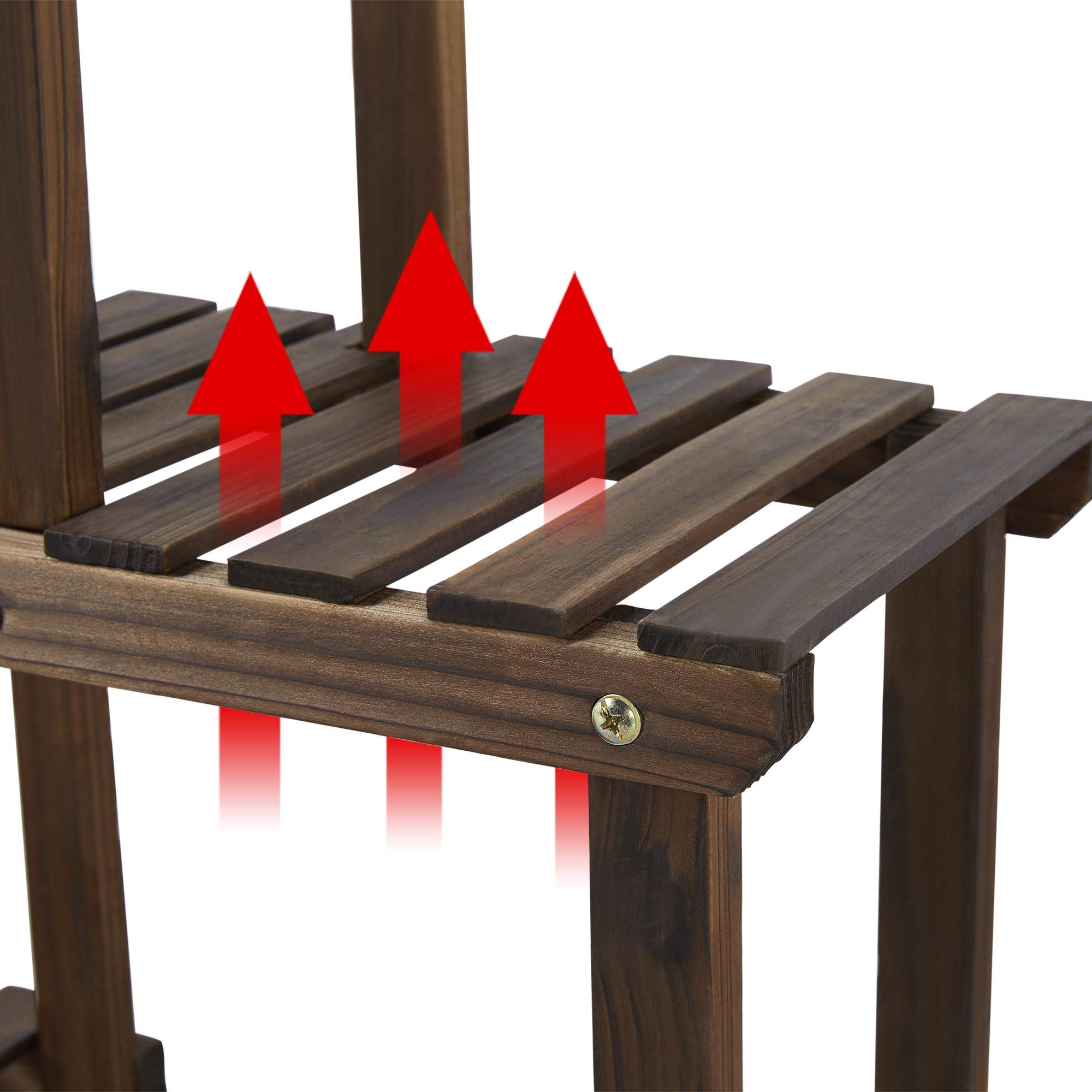Yaheetech Pflanzenregal Holz, Blumenregal mit 4 Ebenen, Blumenständer Garten, Pflanzentreppe mehrstöckig, für Indoor Balkon Wohzimmer Outdoor Dekor 95x25x73 cm