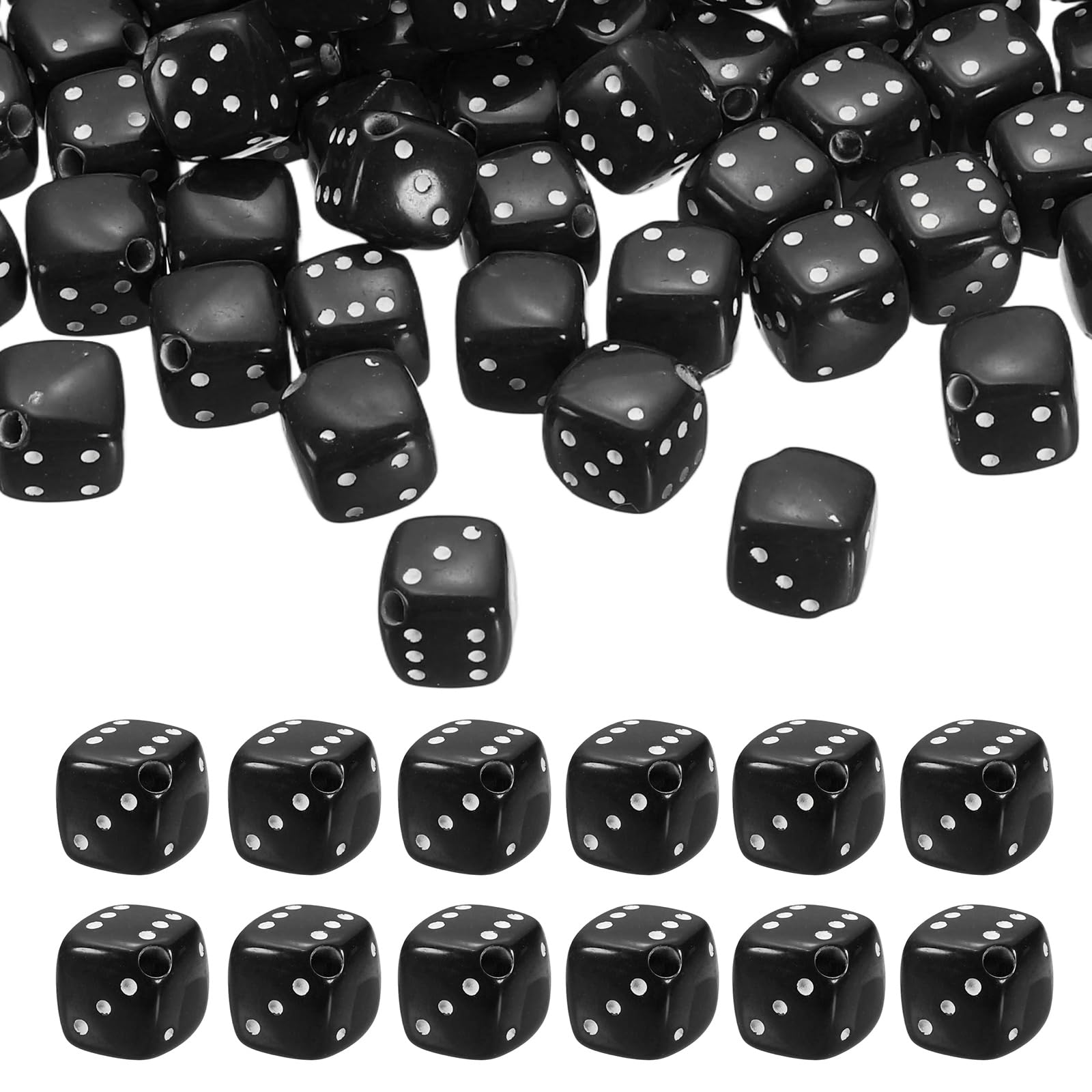 PATIKIL 100Pcs Acrylic Dice Bead, 8mm/0.3" Cube Dice Charm Beads Cute Keychain Pendant for Bracelets Necklaces Earrings DIY Crafts Jewelry Making, Solid Black