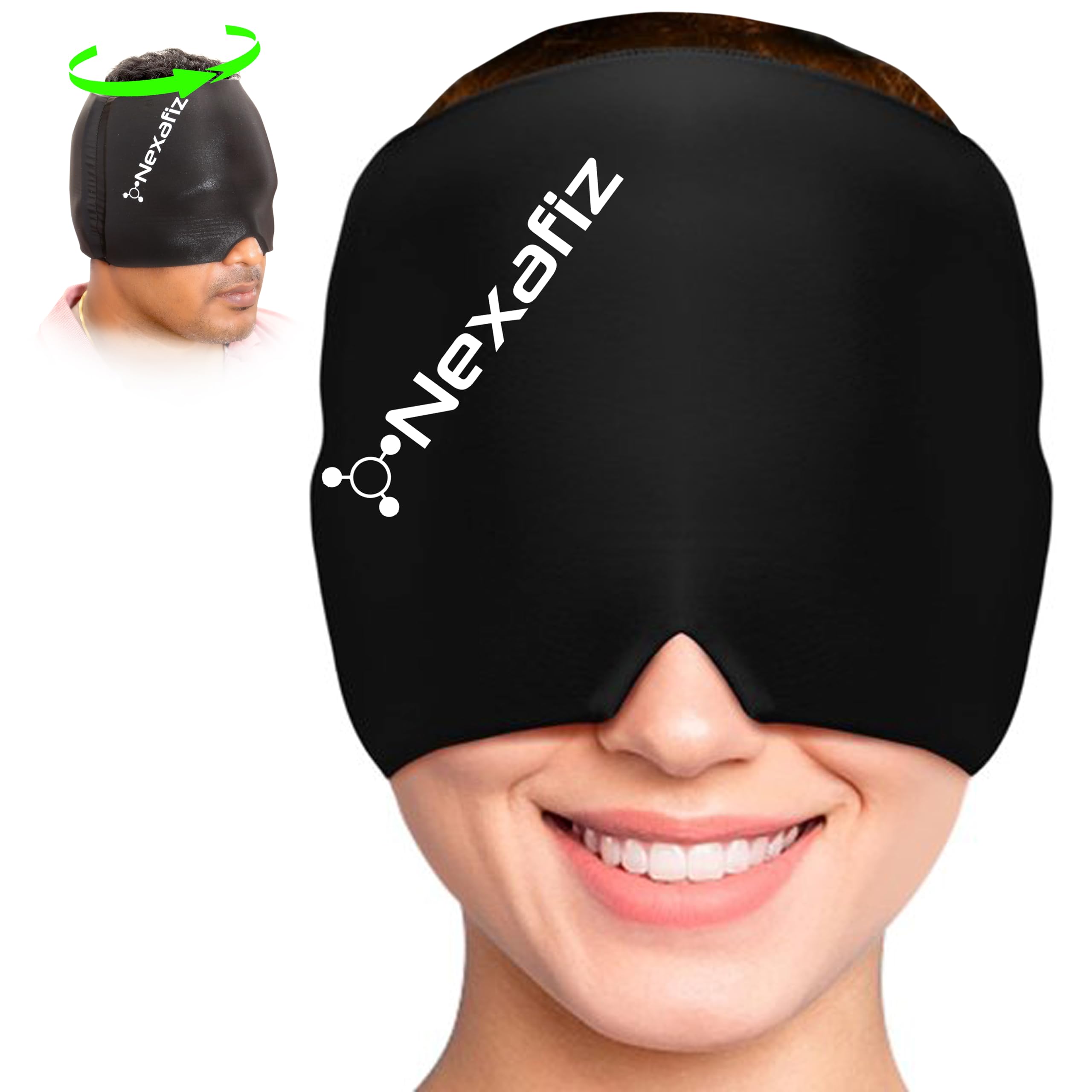 Migraine Relief Cap For Headache, Sinus & Tension| Hot & Cold Therapy| Relaxing Migraine Miracle Cap |Thermax Migraine Cap For Men And Women| Migraine Releif Product| Natural Pain Relief Black