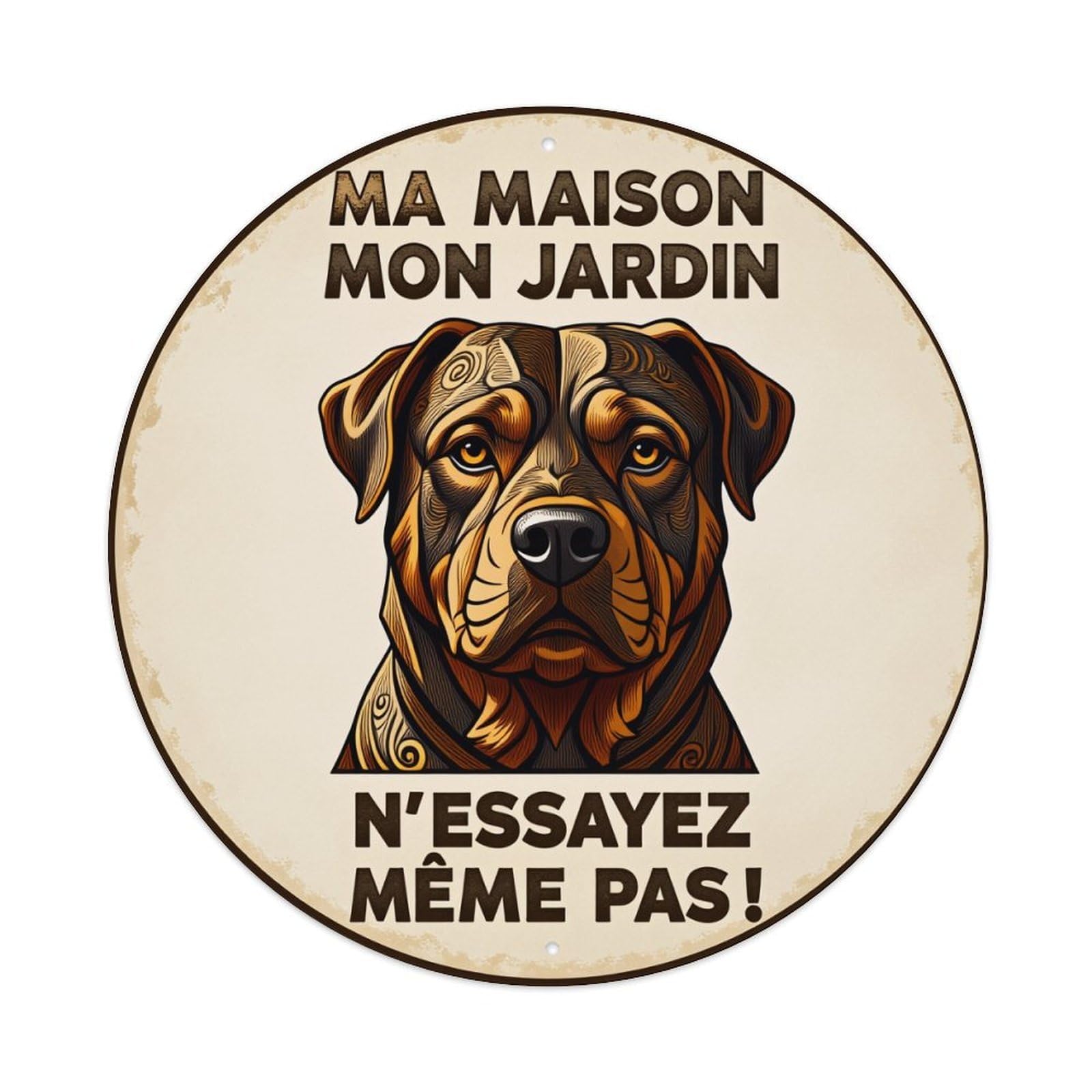 Dog Portrait Warning Sign Art Metal Tin Sign Vintage Garden Bedroom Cafe Bar Man Cave Home Wall Decor Metal Poster 8x8 inches