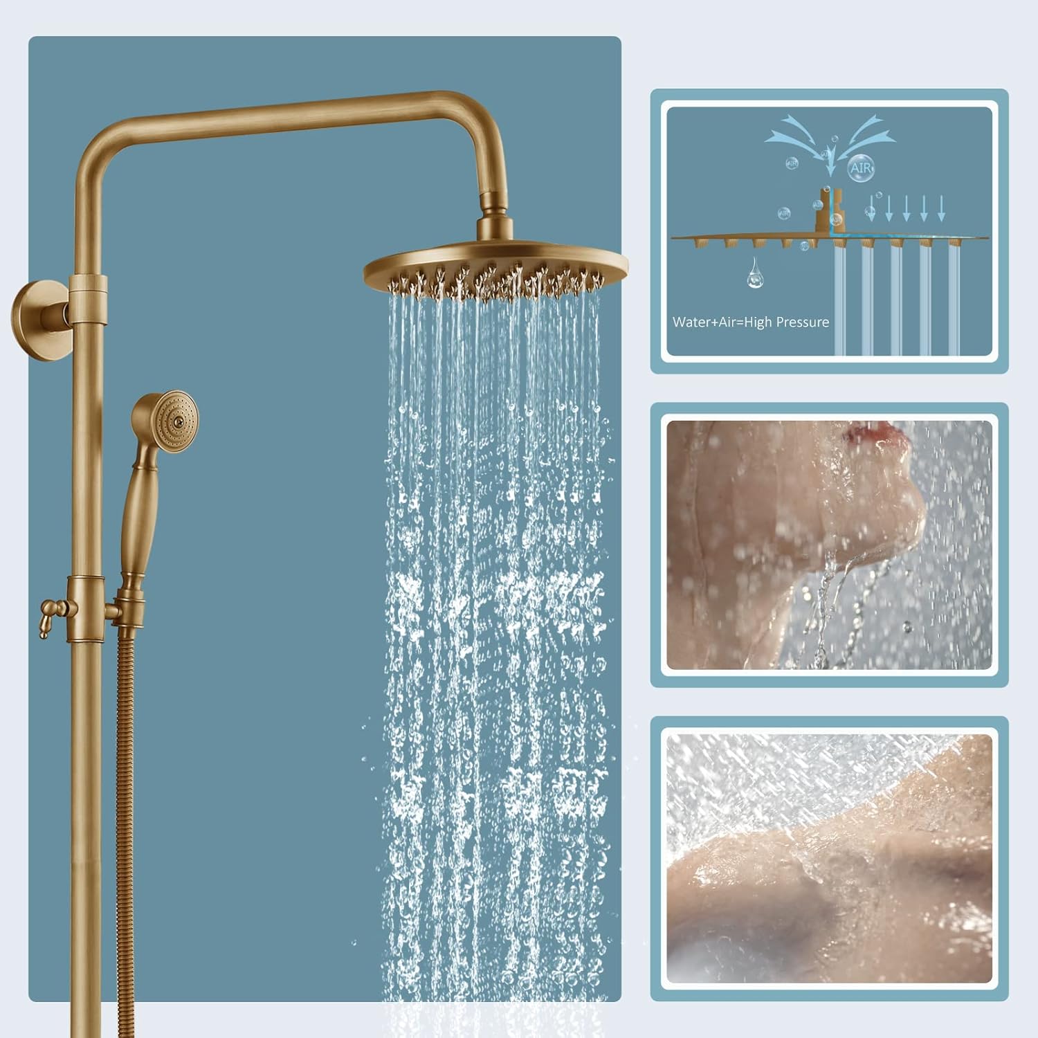 Tесh Dеаlѕ 🔥 Aolemi Antique Brass Tub Shower Faucet 8 Inch Shower Head Vintage Shower Fixture Set Mixer Handheld Spray Triple Function Shower Combo Exсluѕіvе Sресіаl Aolemi Antique Brass Tub Shower Faucet 8 Inch Shower Head Vintage Shower Fixture Set Mixer Handheld Spray Triple Function Shower Combo