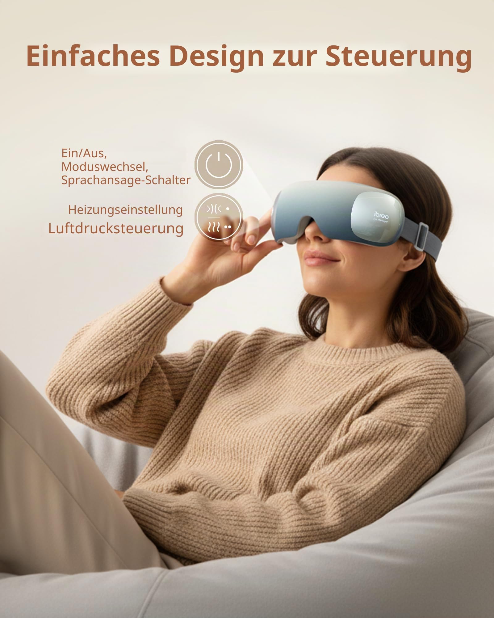 Ultra-leichter Augenmassager mit 2 Heizstufen, 120 Min Laufzeit